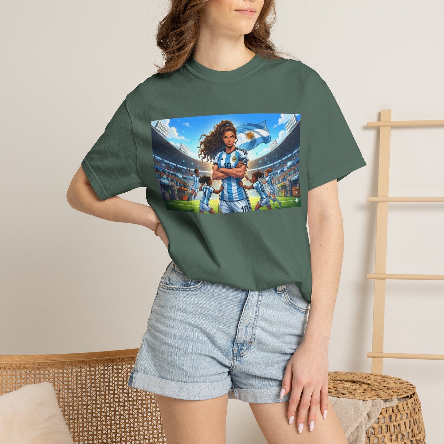 Argentina Soccer Heroine Stadium T-Shirt – Female Soccer Player Graphic Tee