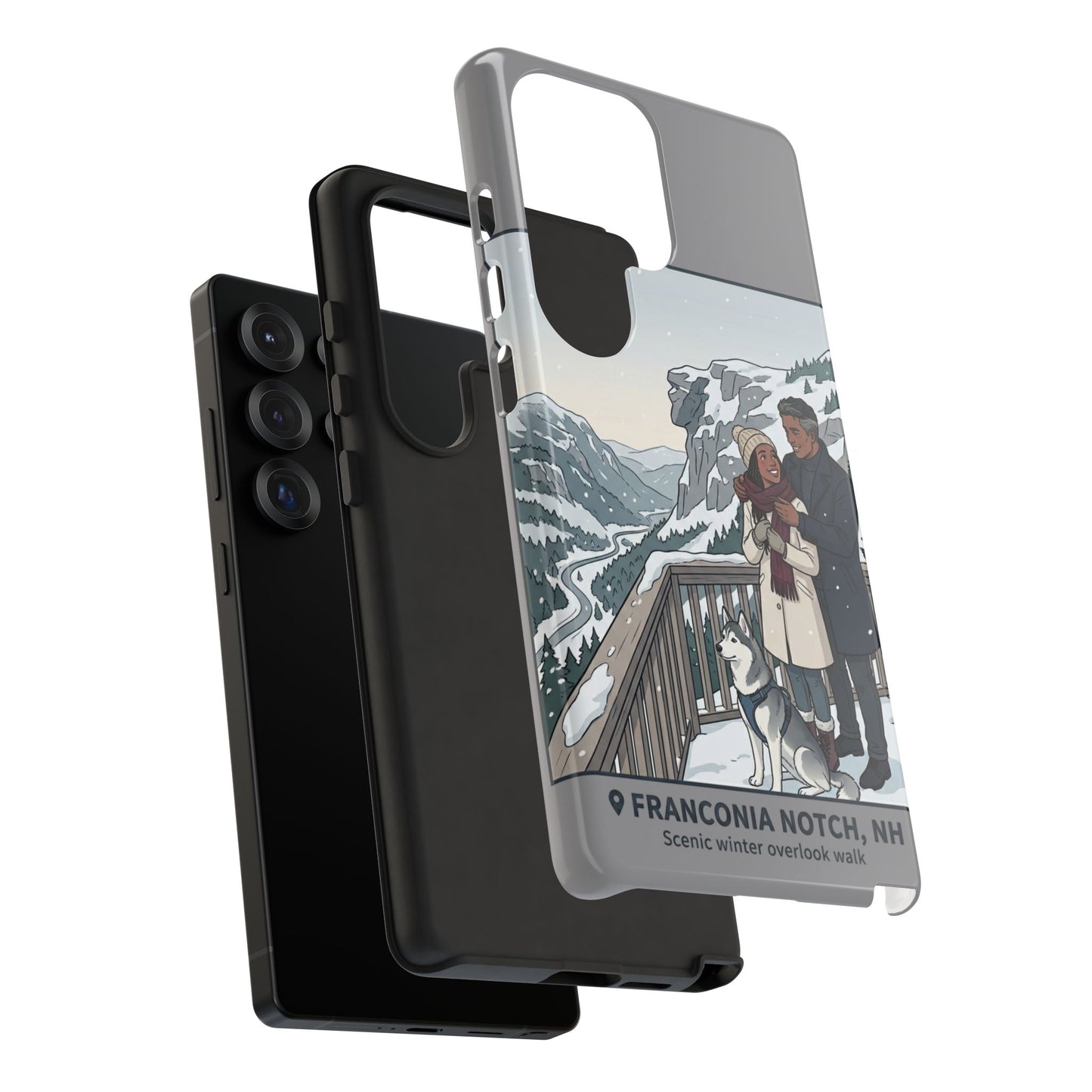 Winter Scenic Phone Case — Franconia Notch NH Couples & Husky Design
