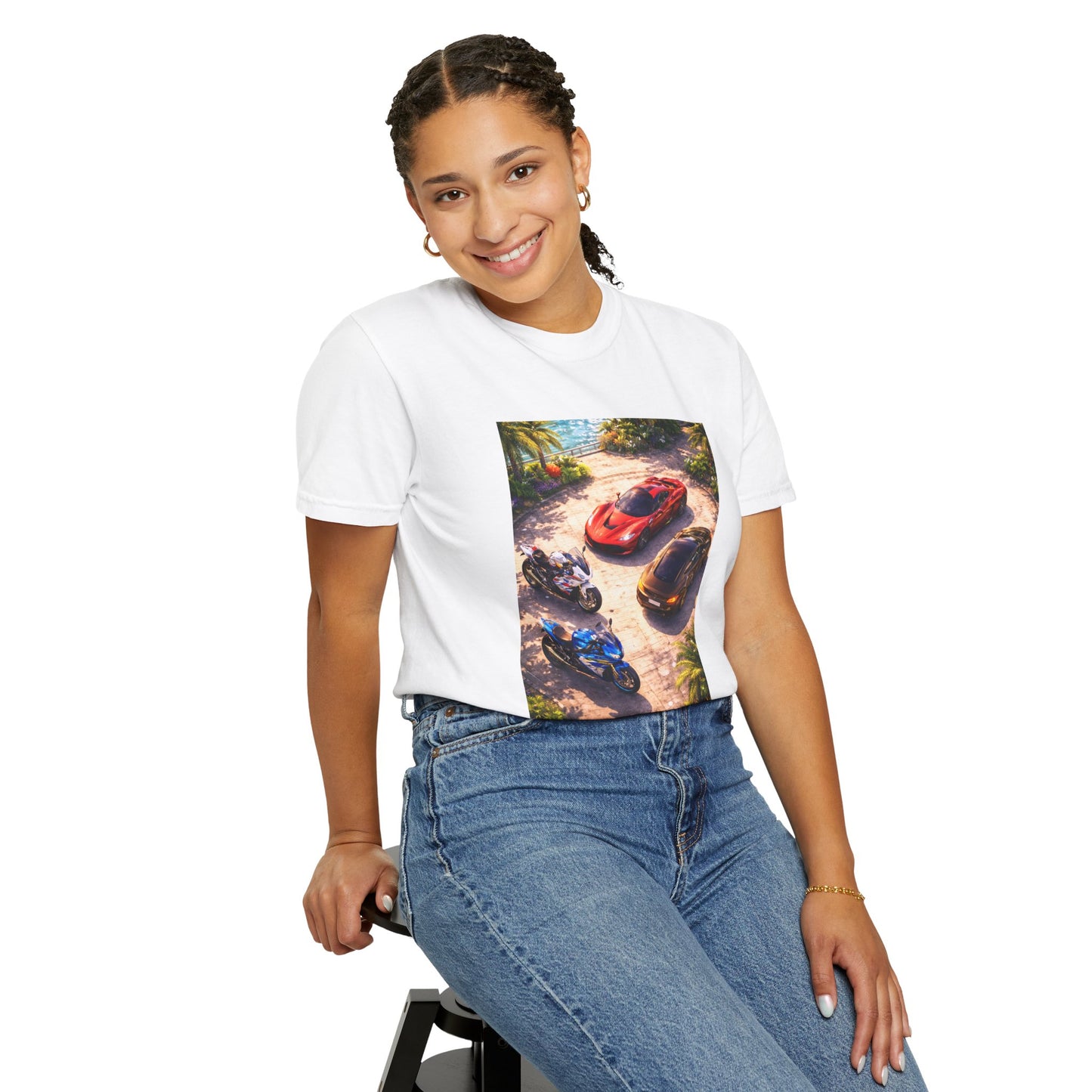 MULTI-VEHICLE - T-Shirt — Tropical Sports Cars & Motorbikes Print