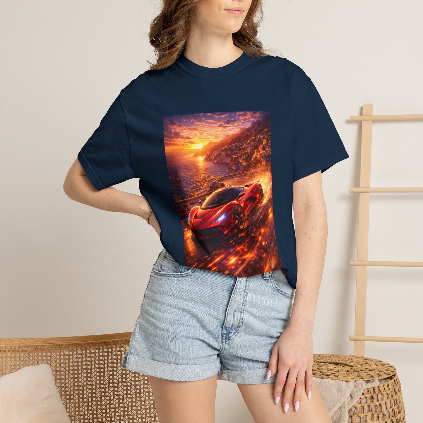 Ferrari F80- Amalfi Coast, Italy - T‑Shirt — Red Sports Car Print