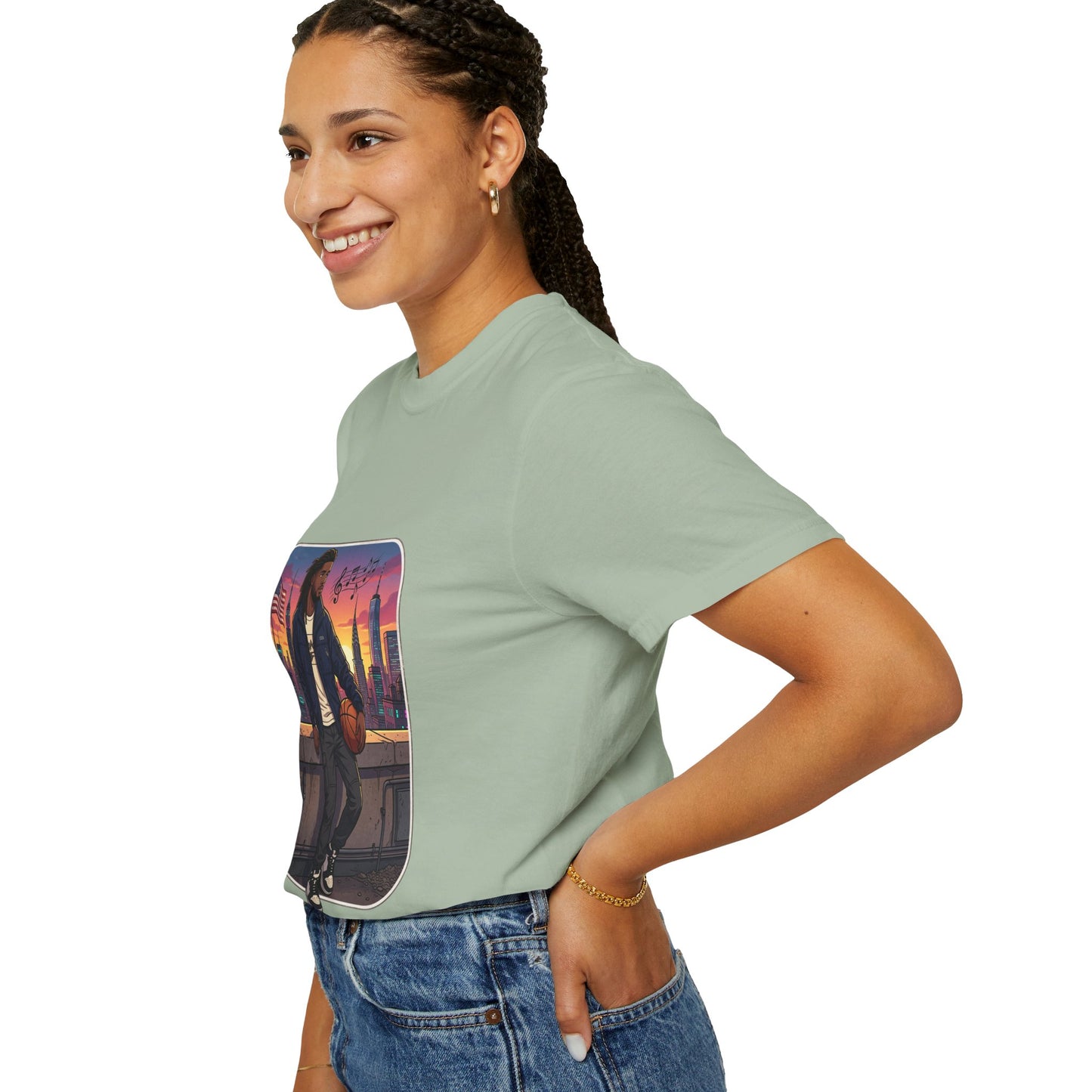 City Sunset Basketball Player T-Shirt — Urban Hoop Lifestyle Tee