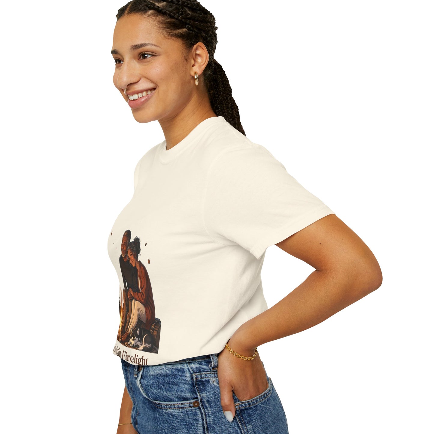 Midnight Firelight T-Shirt — Cozy Couple Campfire Graphic Tee