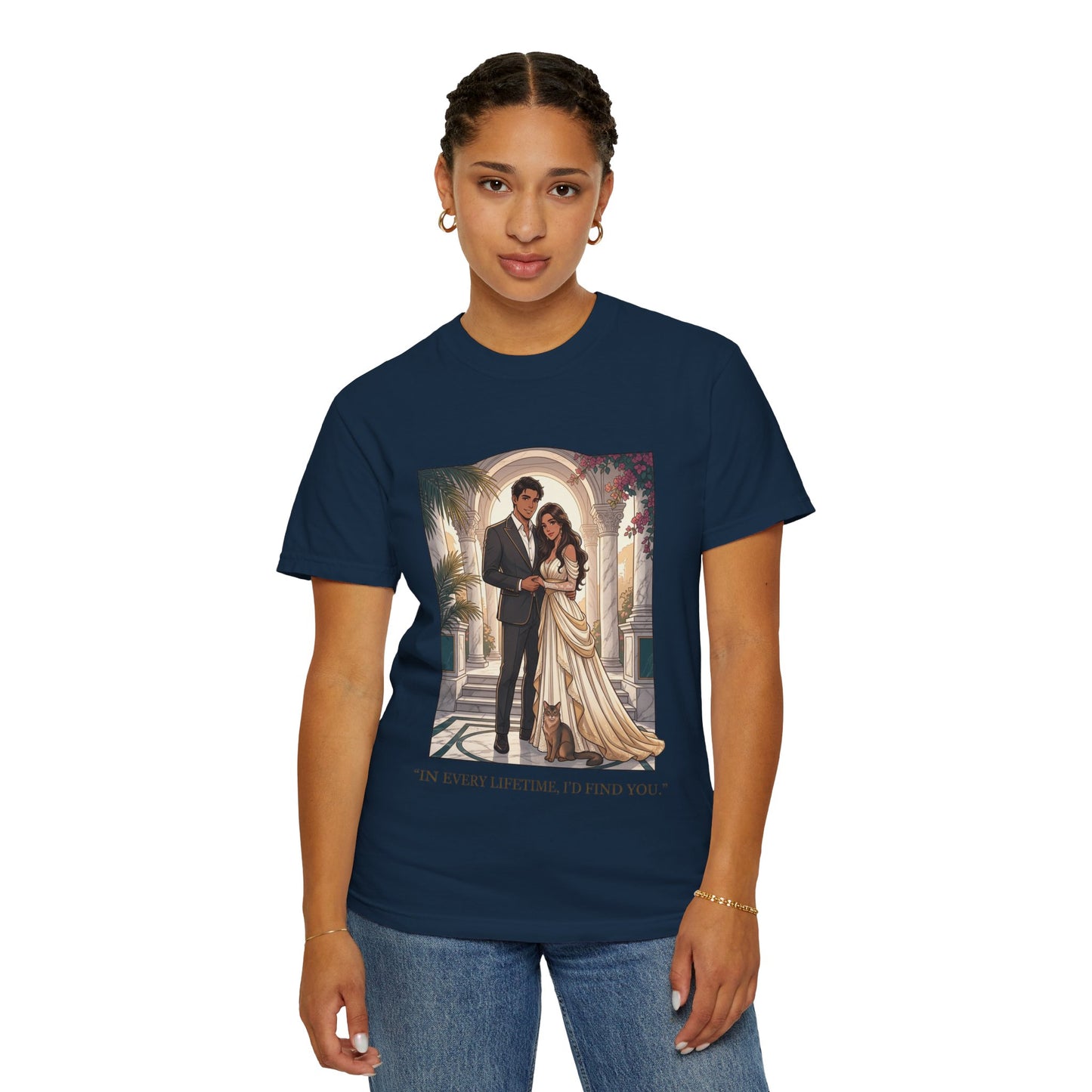 Romantic Vintage Wedding Portrait T-Shirt — "In Every Lifetime, I'd Find You"