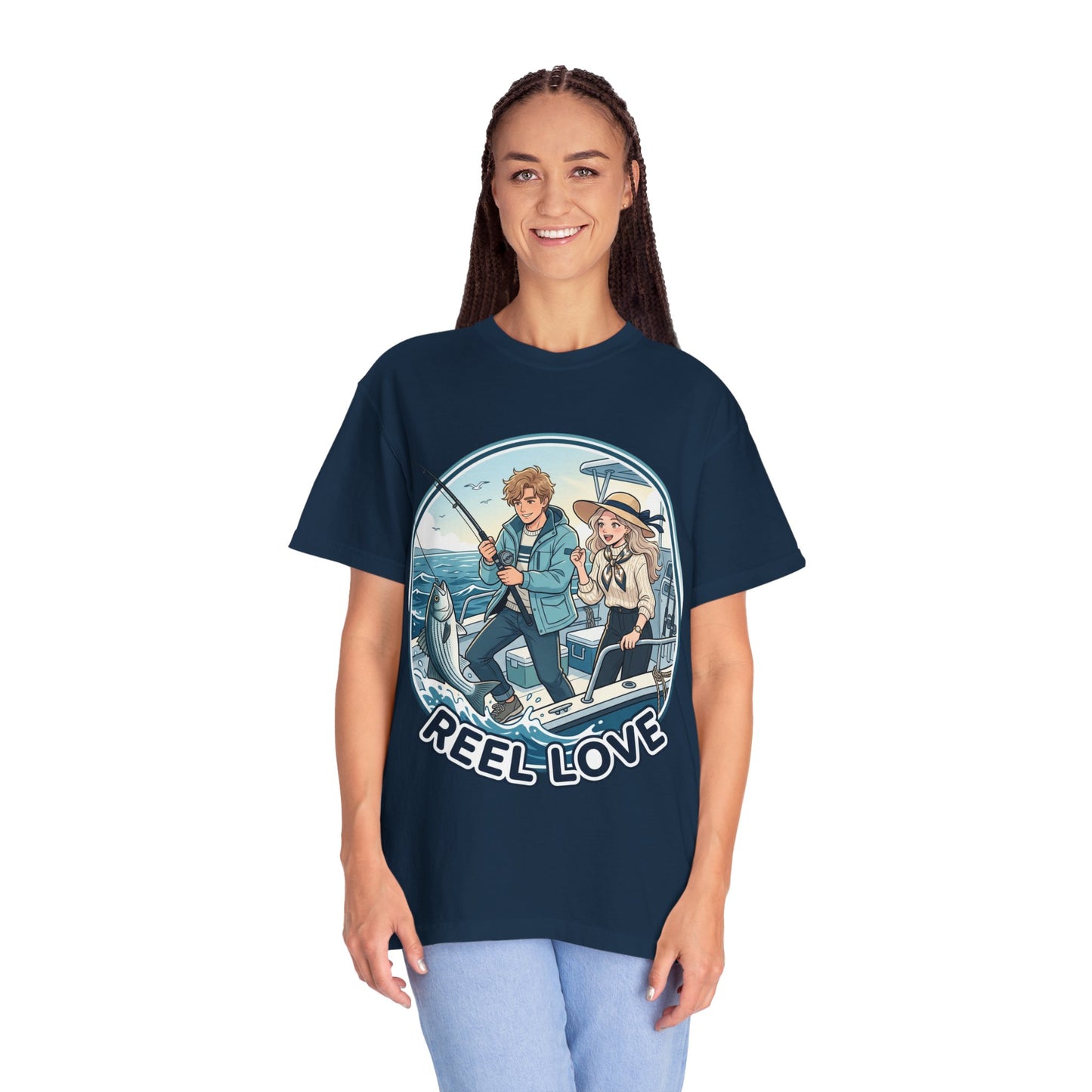 Reel Love Fishing T-Shirt — Cute Couple Anglers Graphic Tee