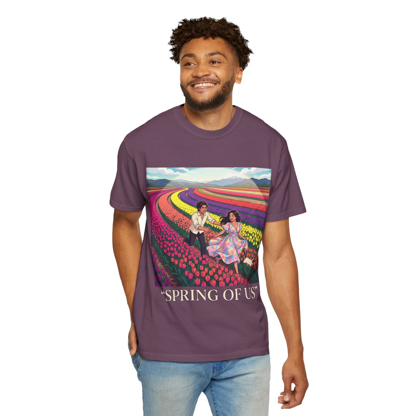 Spring of Us T-Shirt — Floral Field Vintage Couple Graphic Tee