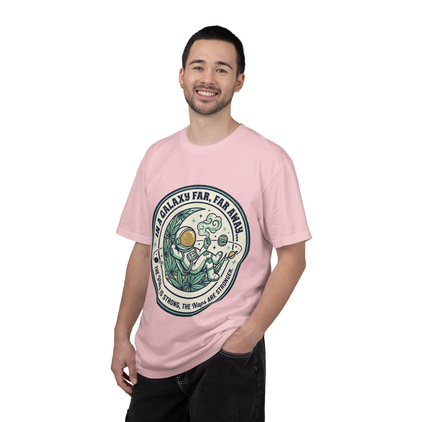 T-Shirt — "In a Galaxy Far, Far Away" Retro Space Nap Graphic Tee