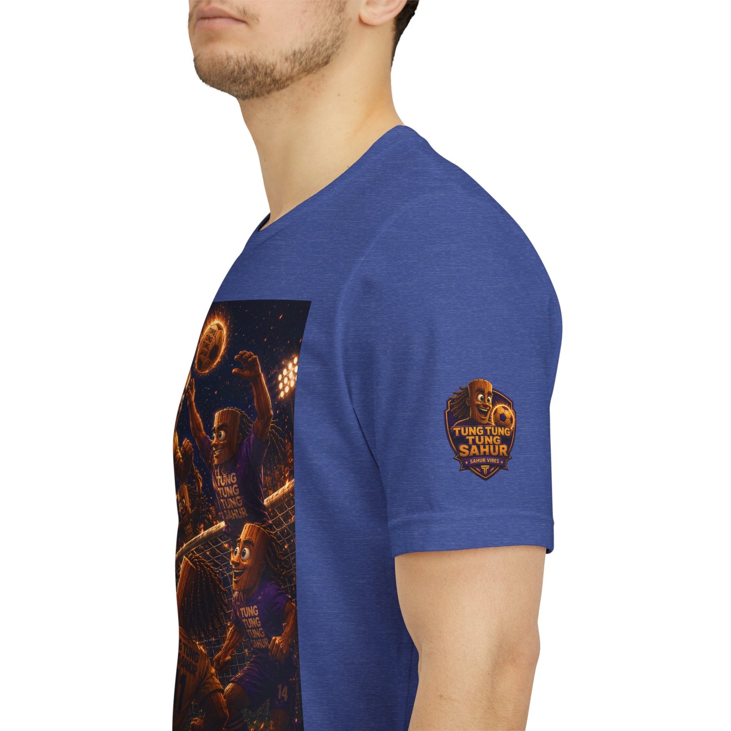 Tung Tung Tung Sahur Header Goal Soccer Action Graphic Tee — Team Court Night Design