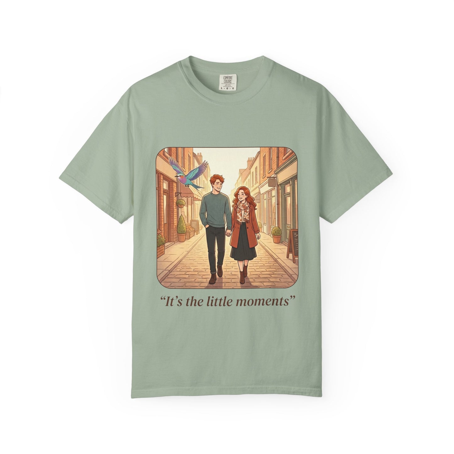 Romantic Stroll T-Shirt — “It’s the little moments” Couple Illustration Tee