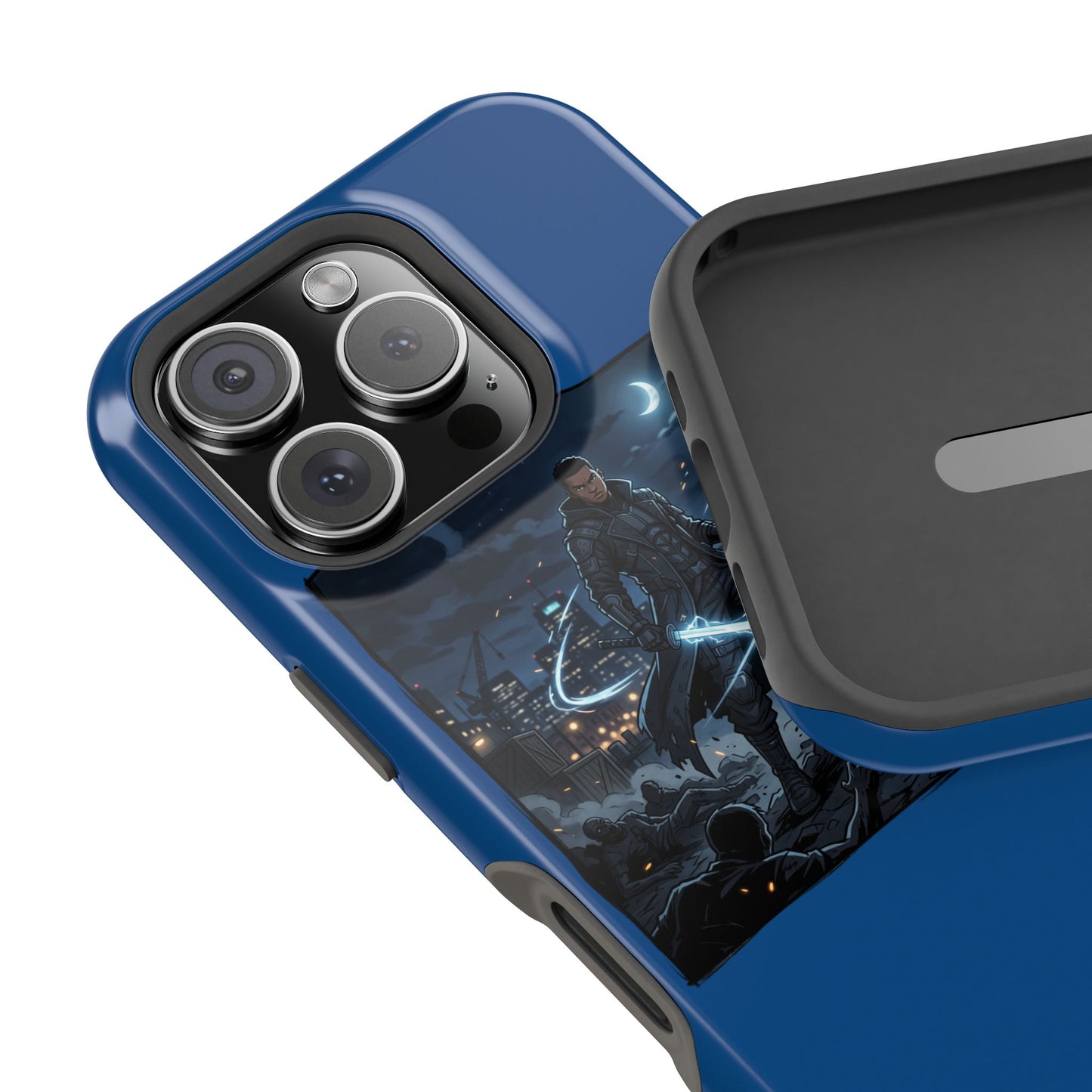 Magnetic Impact-Resistant Phone Case — Night Warrior Sci‑Fi Design