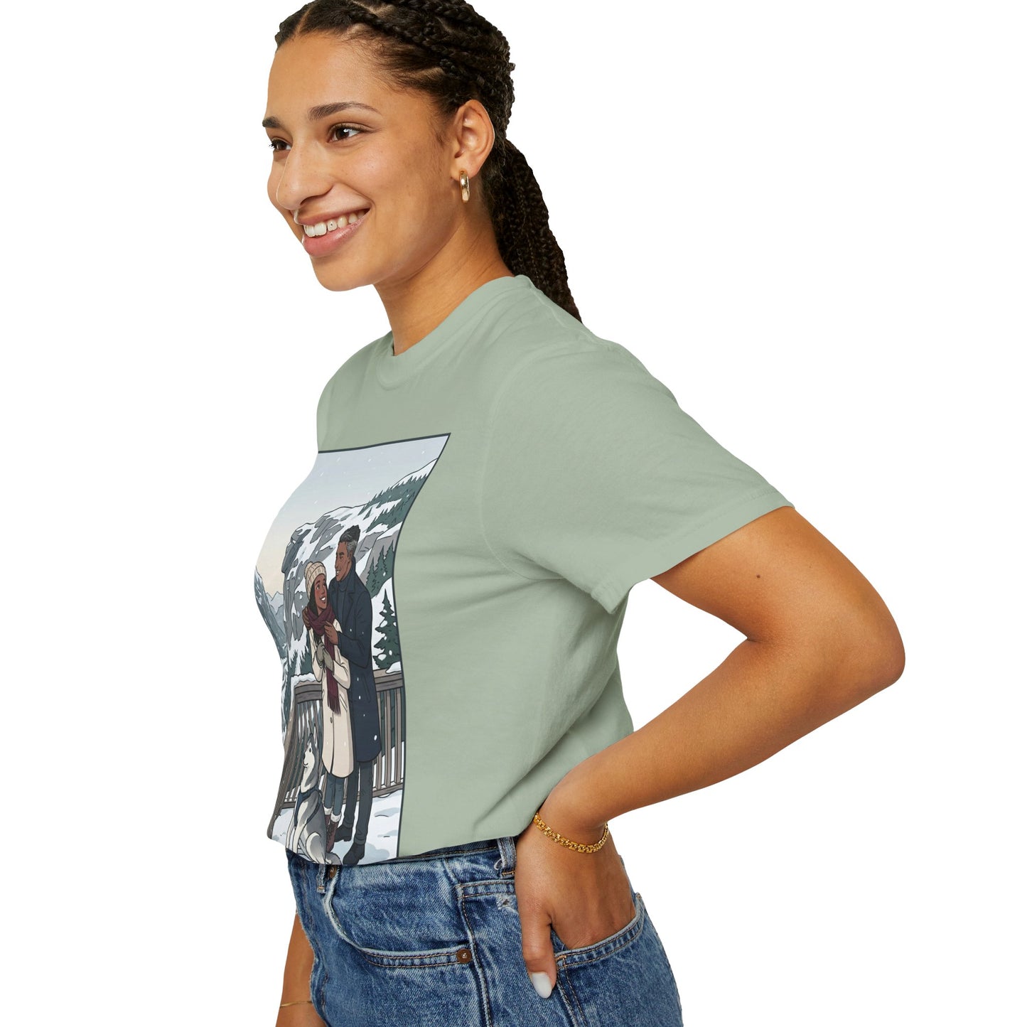 Franconia Notch NH Winter View T-Shirt — Scenic Couple & Husky Travel Tee
