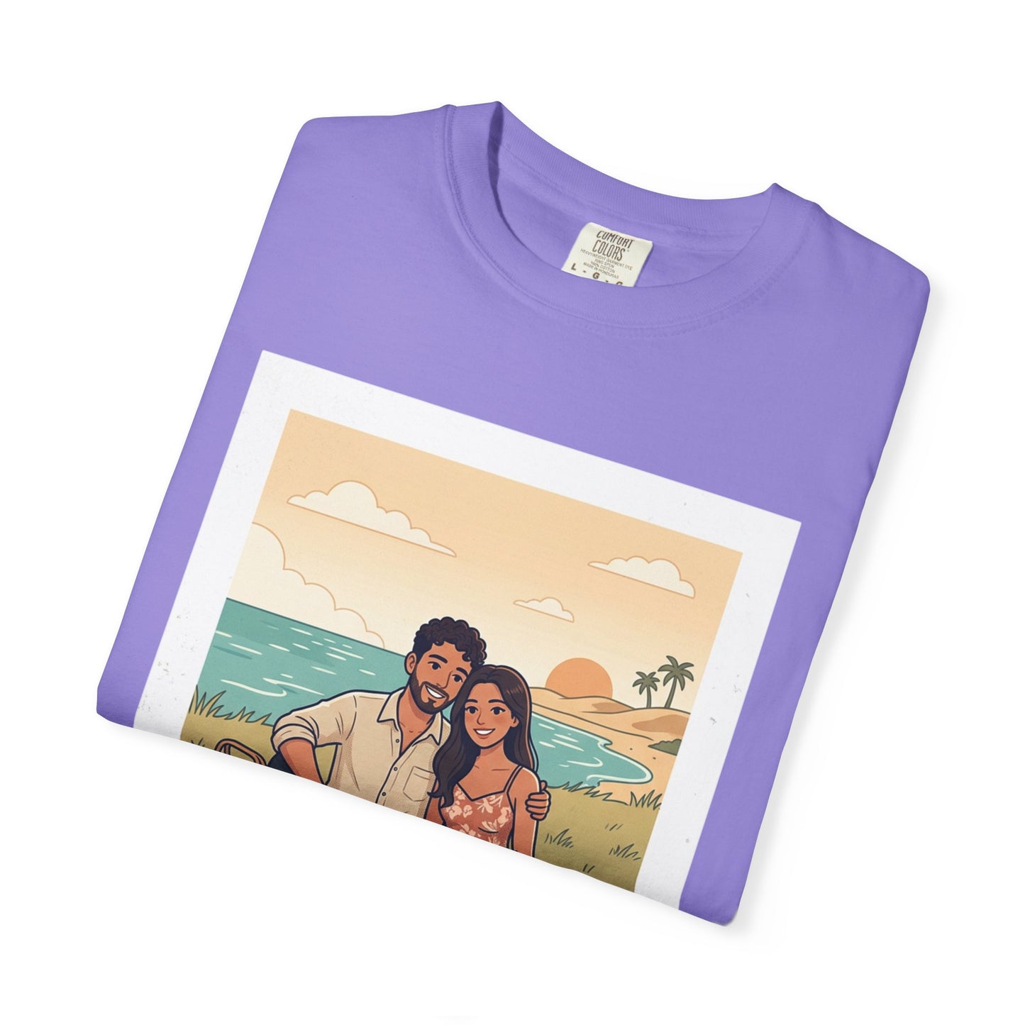 Beach Picnic Couple T‑Shirt — “The best days aren’t planned.” Relaxed Vacation Tee