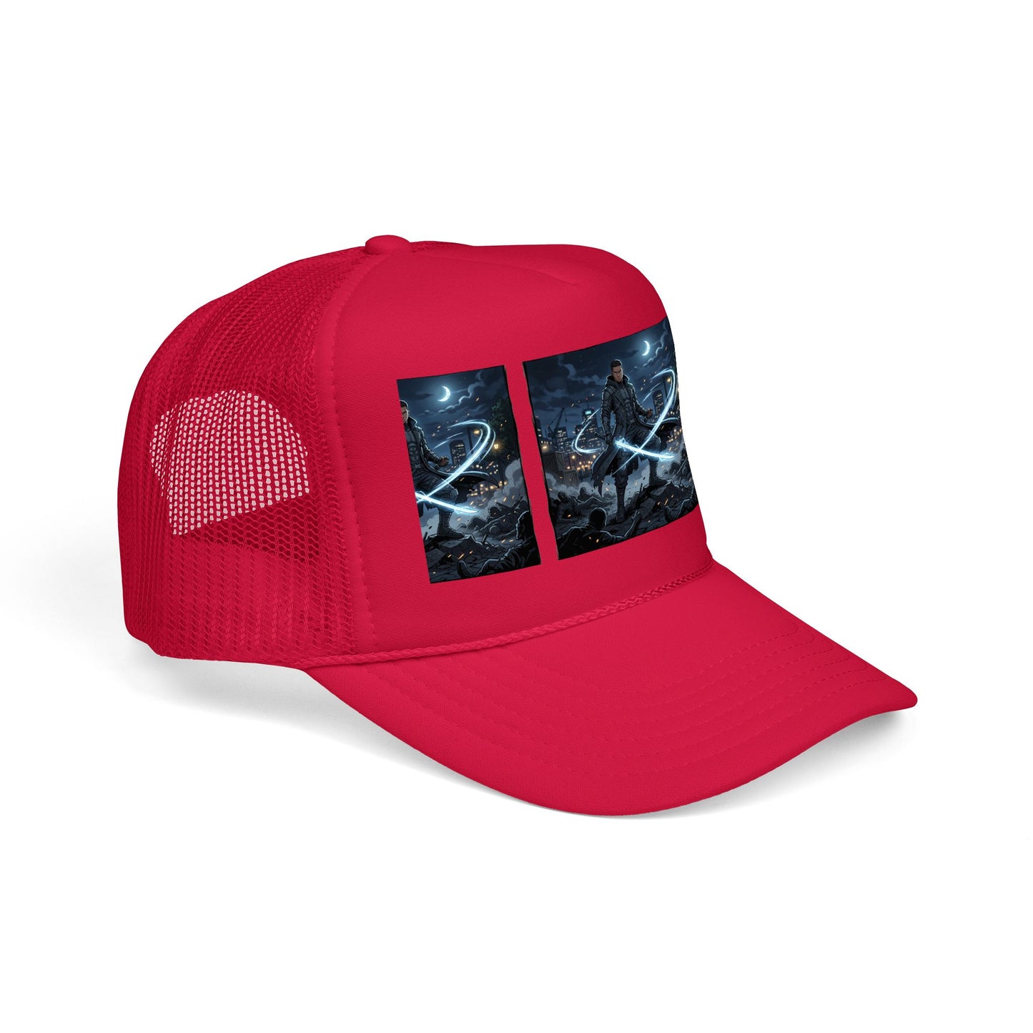 Trucker Hat — Neon Samurai Triptych Foam Trucker Cap