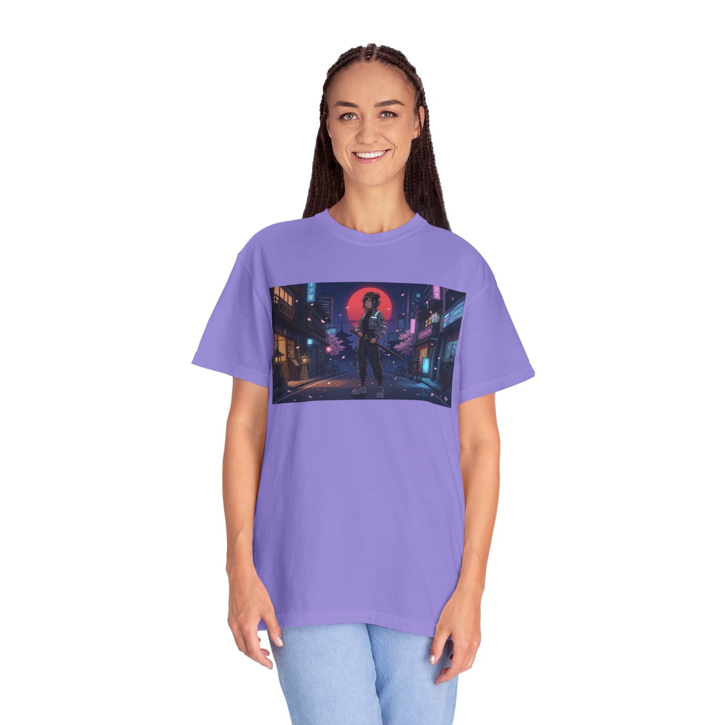 Cyberpunk Samurai T-Shirt — Neon Night Street Art Tee