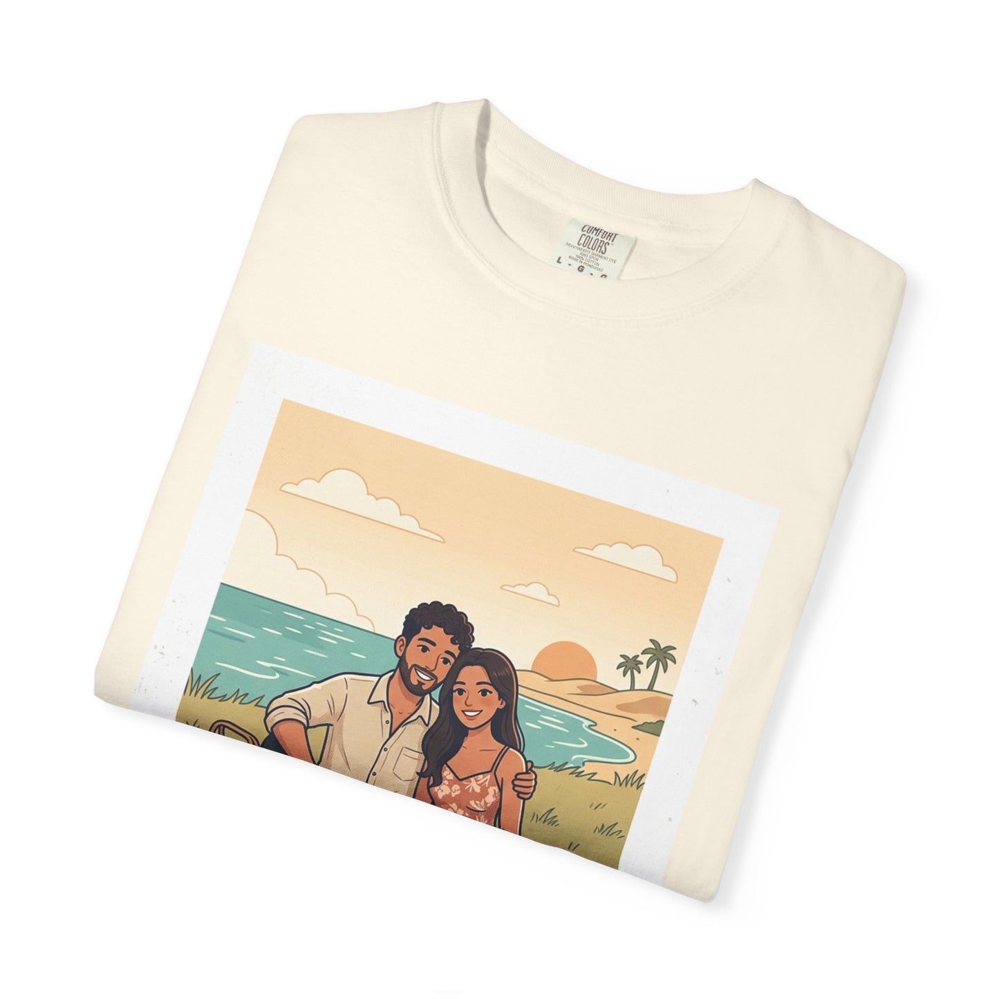 Beach Picnic Couple T‑Shirt — “The best days aren’t planned.” Relaxed Vacation Tee