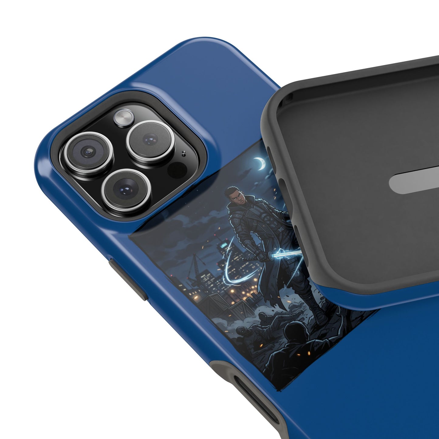 Magnetic Impact-Resistant Phone Case — Night Warrior Sci‑Fi Design