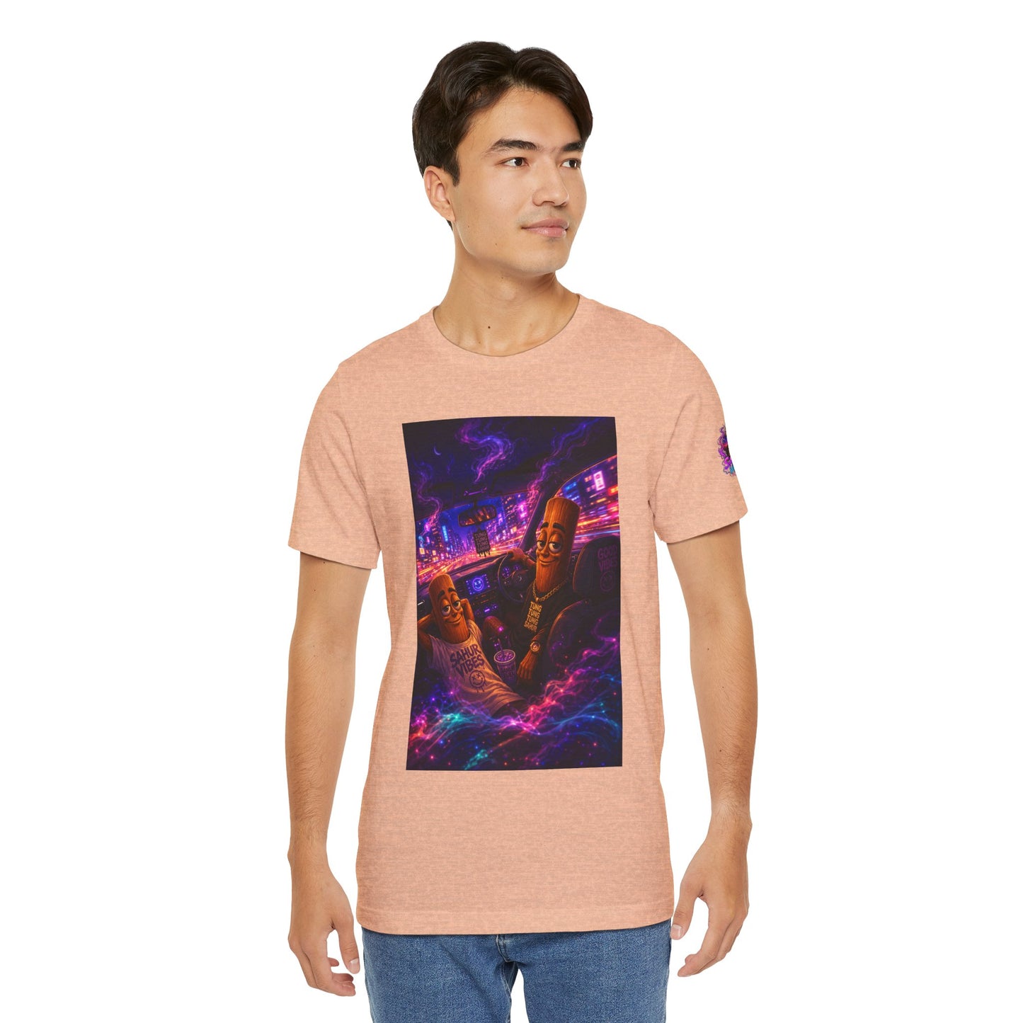 Tung Tung Tung Sahur Who Ride Like Us T-Shirt — Night Cruise Vaporwave Graphic Tee
