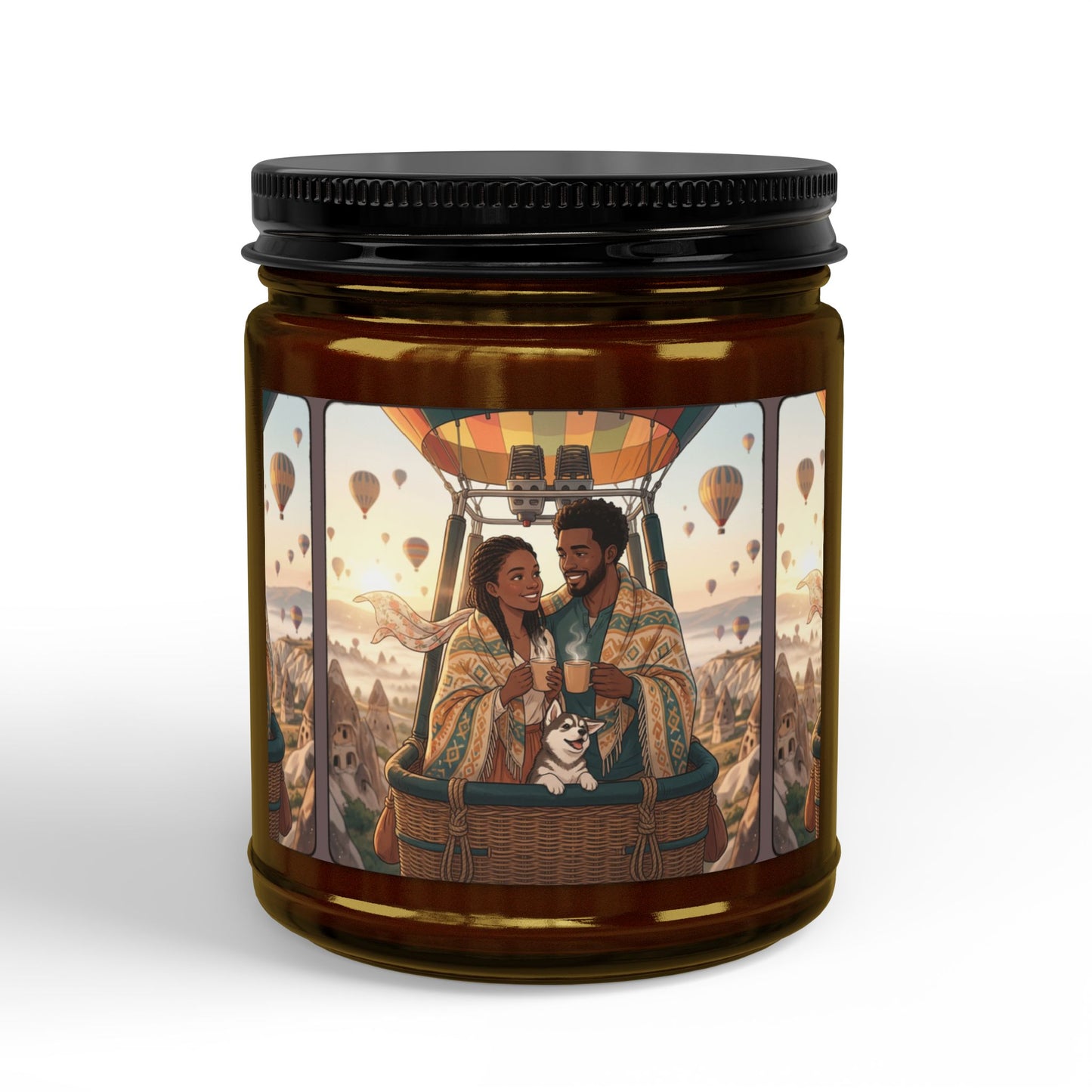 Scented Soy Candle — Hot Air Balloon Couple Design (4oz & 9oz)