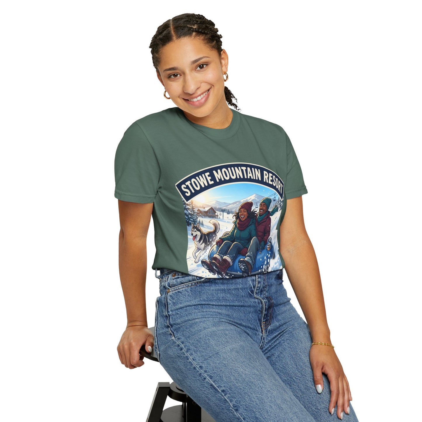 Stowe Mountain Resort Snow Tubing T-Shirt — "Vermont Joy" Winter Apparel