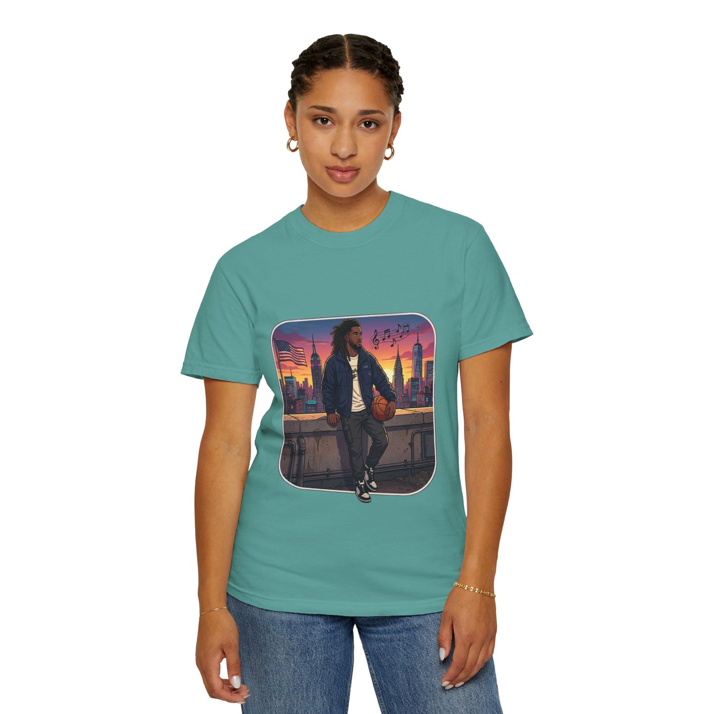 City Sunset Basketball Player T-Shirt — Urban Hoop Lifestyle Tee