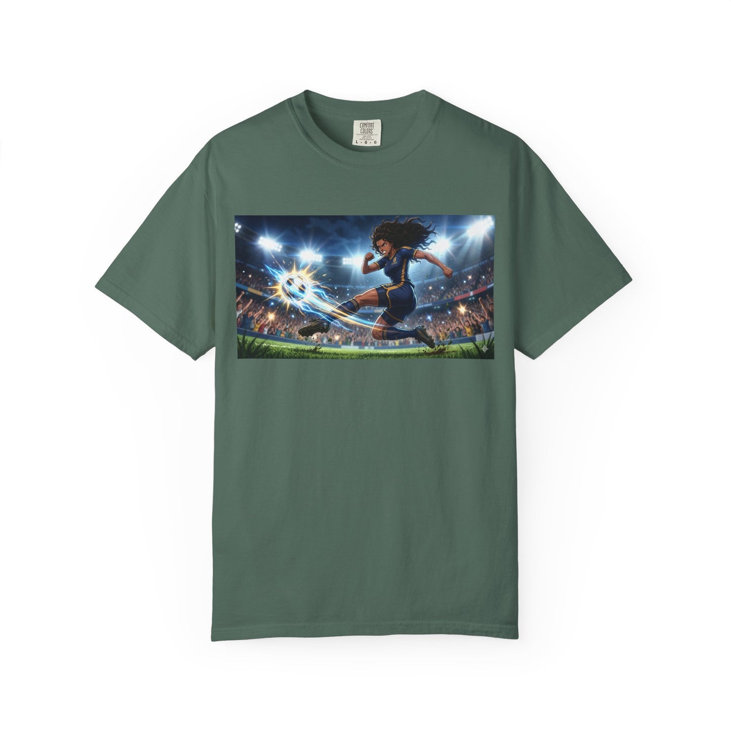Soccer Kick Graphic T-Shirt — Energetic Stadium Football Design