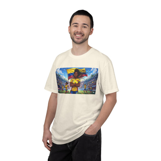 Soccer Champion Graphic T-Shirt — Woman Goalkeeper Stadium Art
