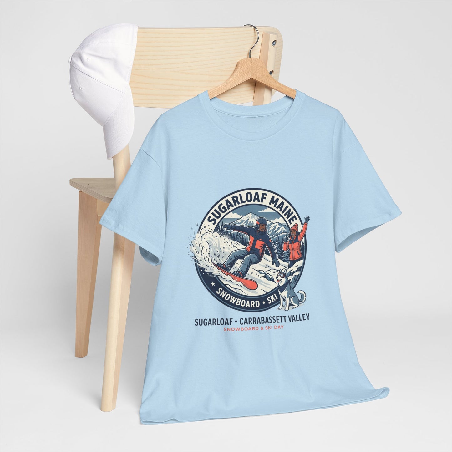 Sugarloaf Maine Snowboard & Ski T‑Shirt — Sugarloaf‑Carrabassett Valley Retro Graphic Tee