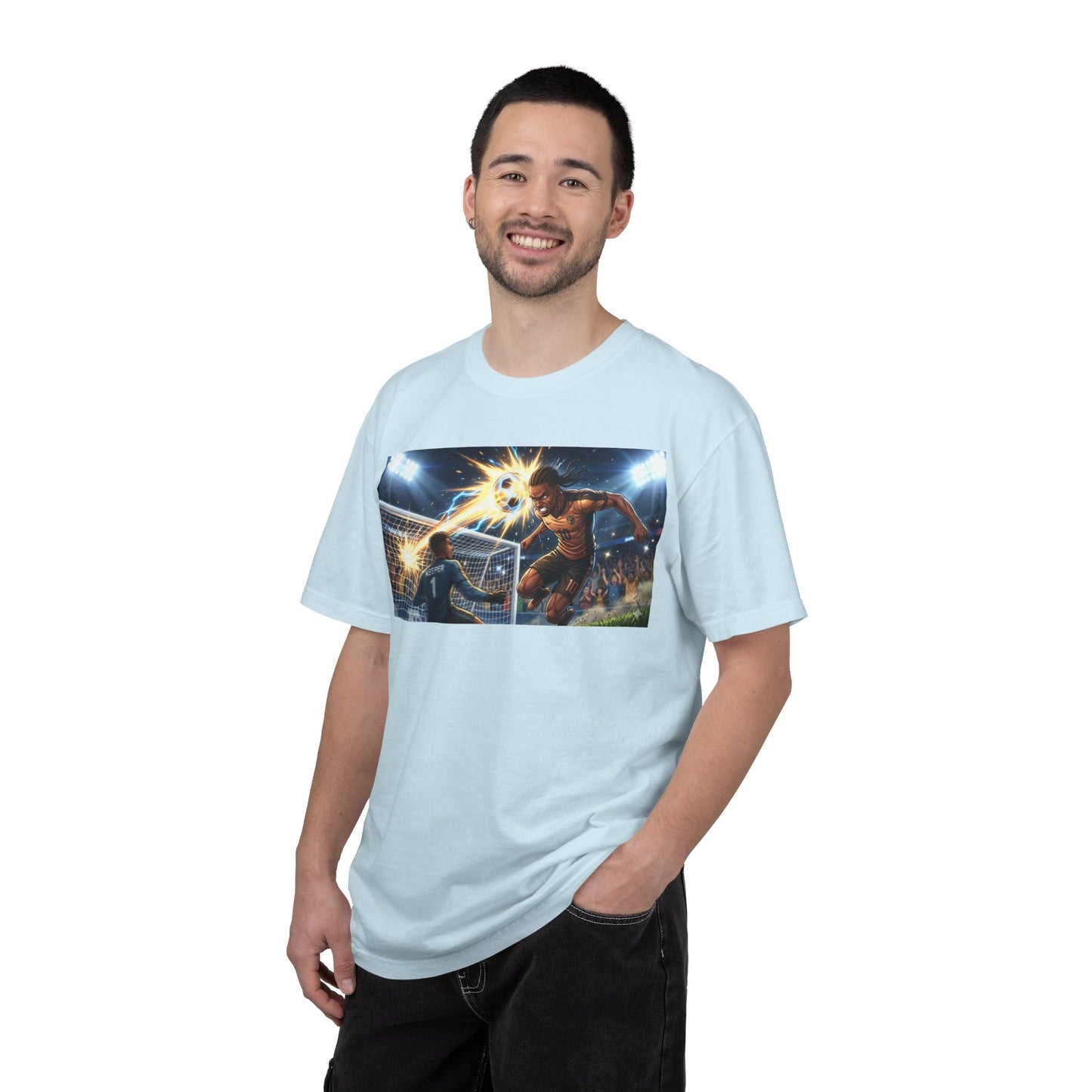 Soccer Goal Explosion T-Shirt — Action-Packed Football Graphic Tee