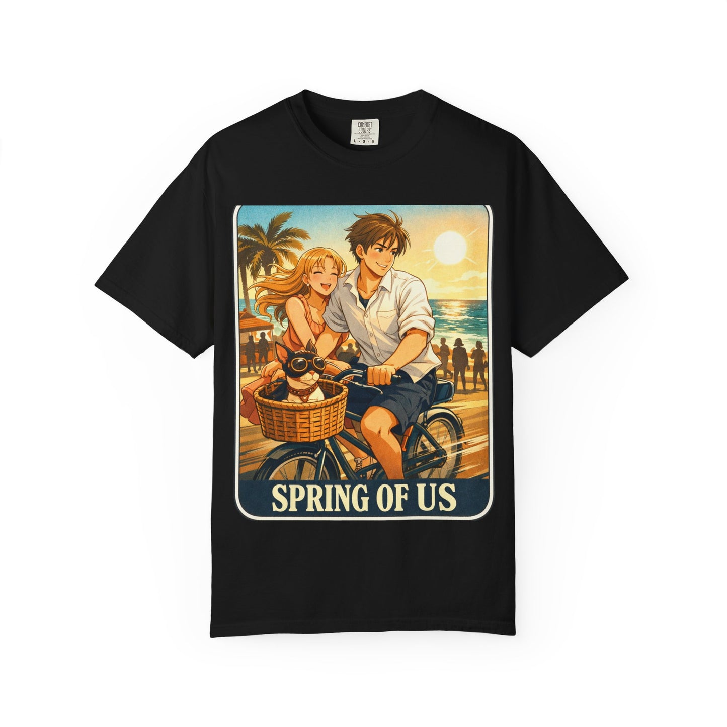 Spring of Us T-Shirt — Vintage Beach Couple Bicycle Design