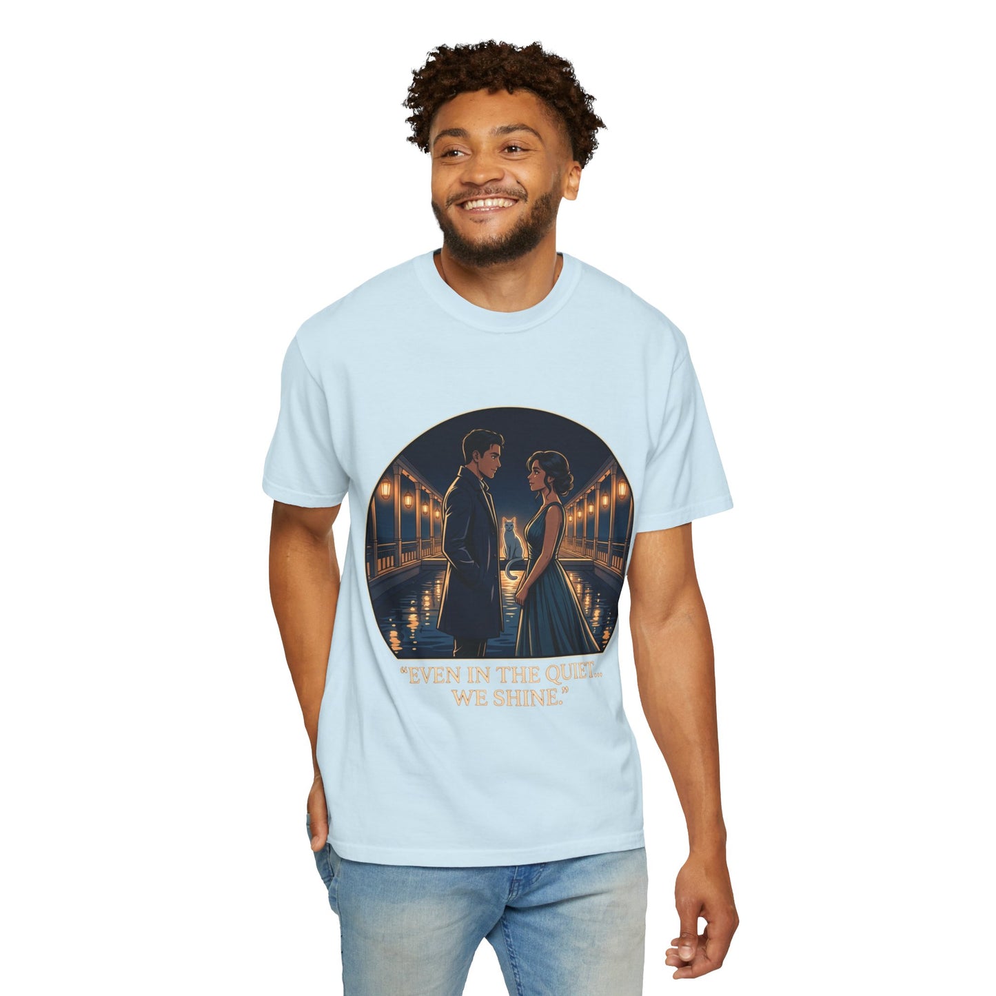 Romantic Night Stroll T-Shirt — "Even in the Quiet... We Shine" Graphic Tee
