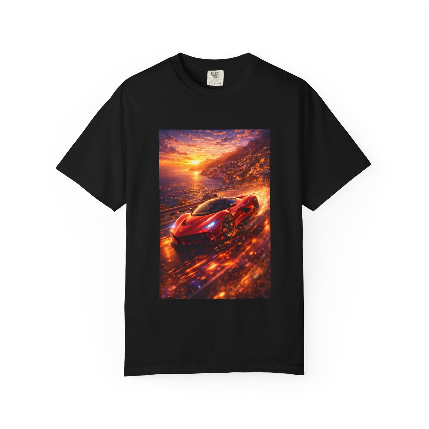 Ferrari F80- Amalfi Coast, Italy - T‑Shirt — Red Sports Car Print