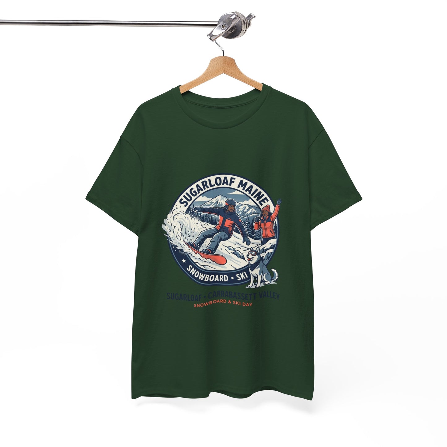 Sugarloaf Maine Snowboard & Ski T‑Shirt — Sugarloaf‑Carrabassett Valley Retro Graphic Tee