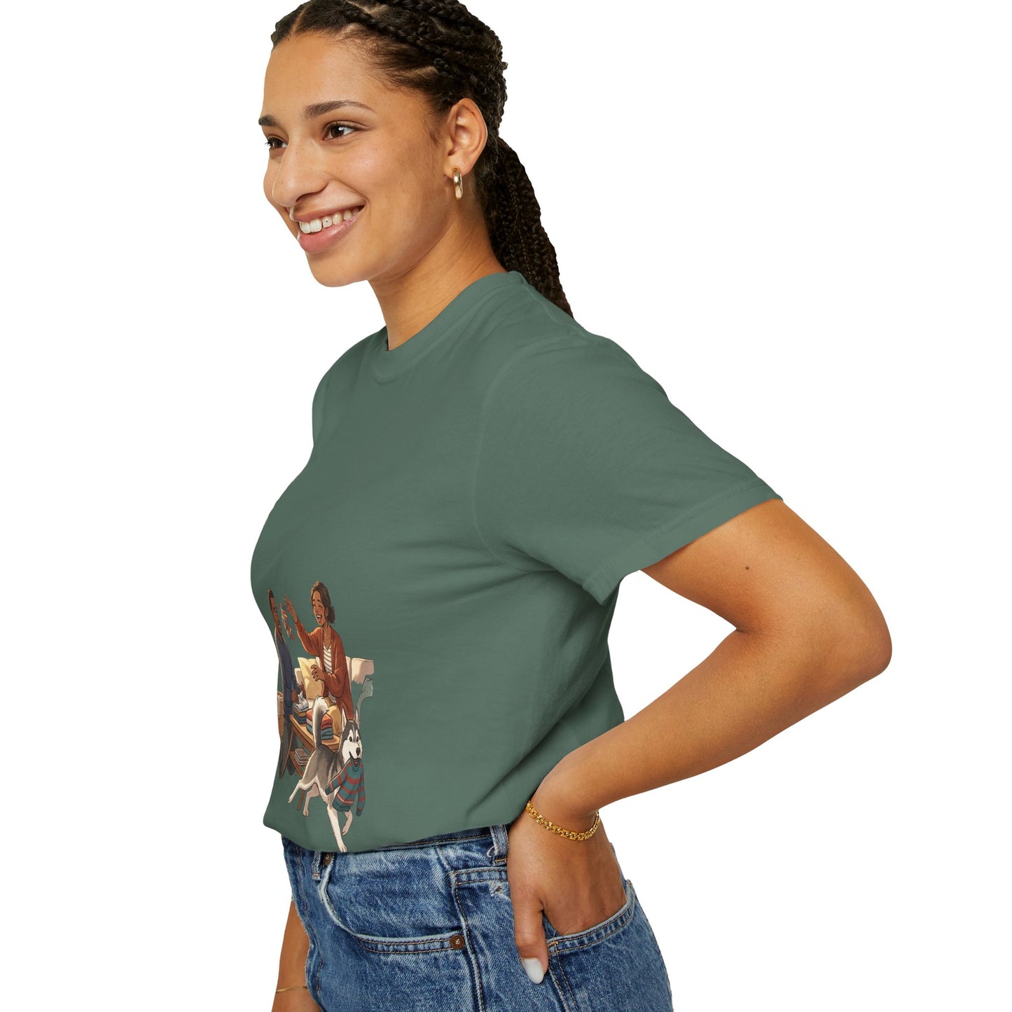 Picnic Cheers T-Shirt — Vintage Couple & Dog Illustration Tee