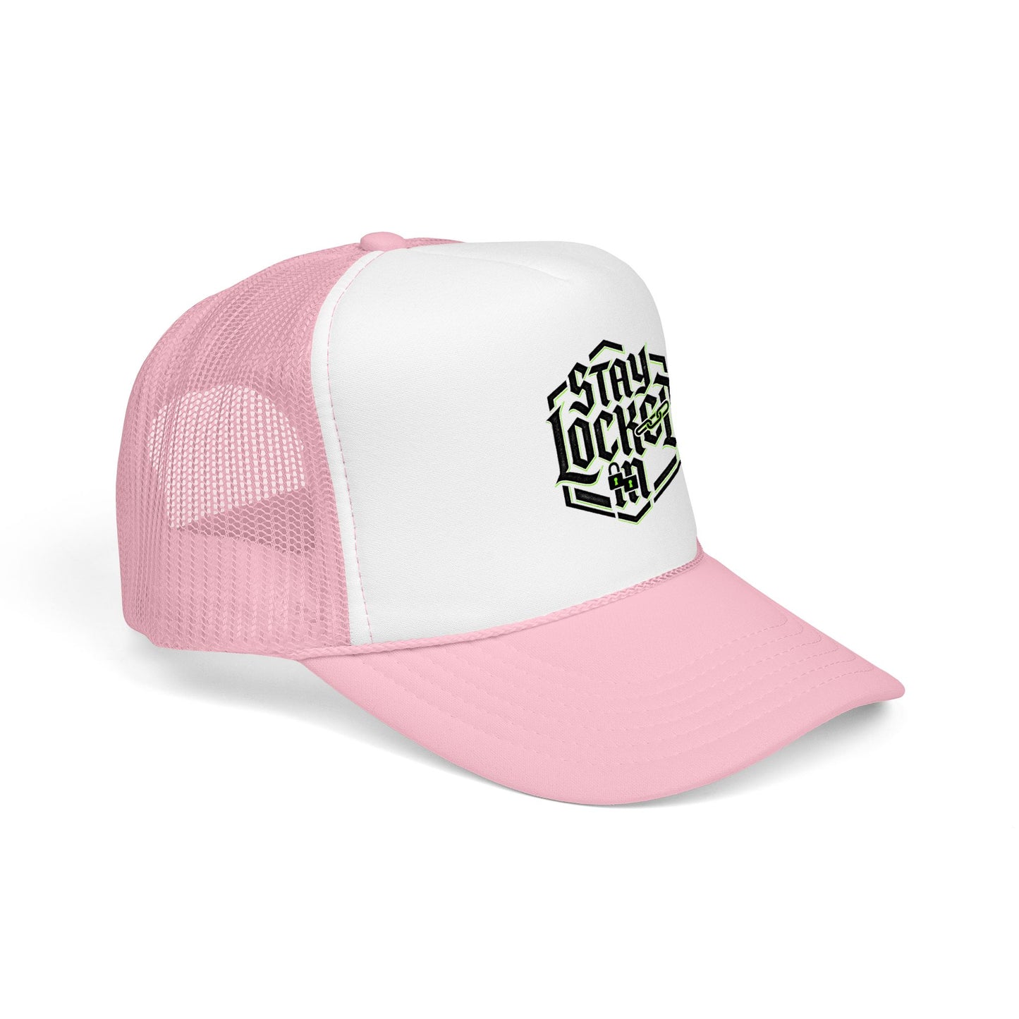 Trucker Hat – Neon 'Stay Lucked In' Embroidered Mesh Cap