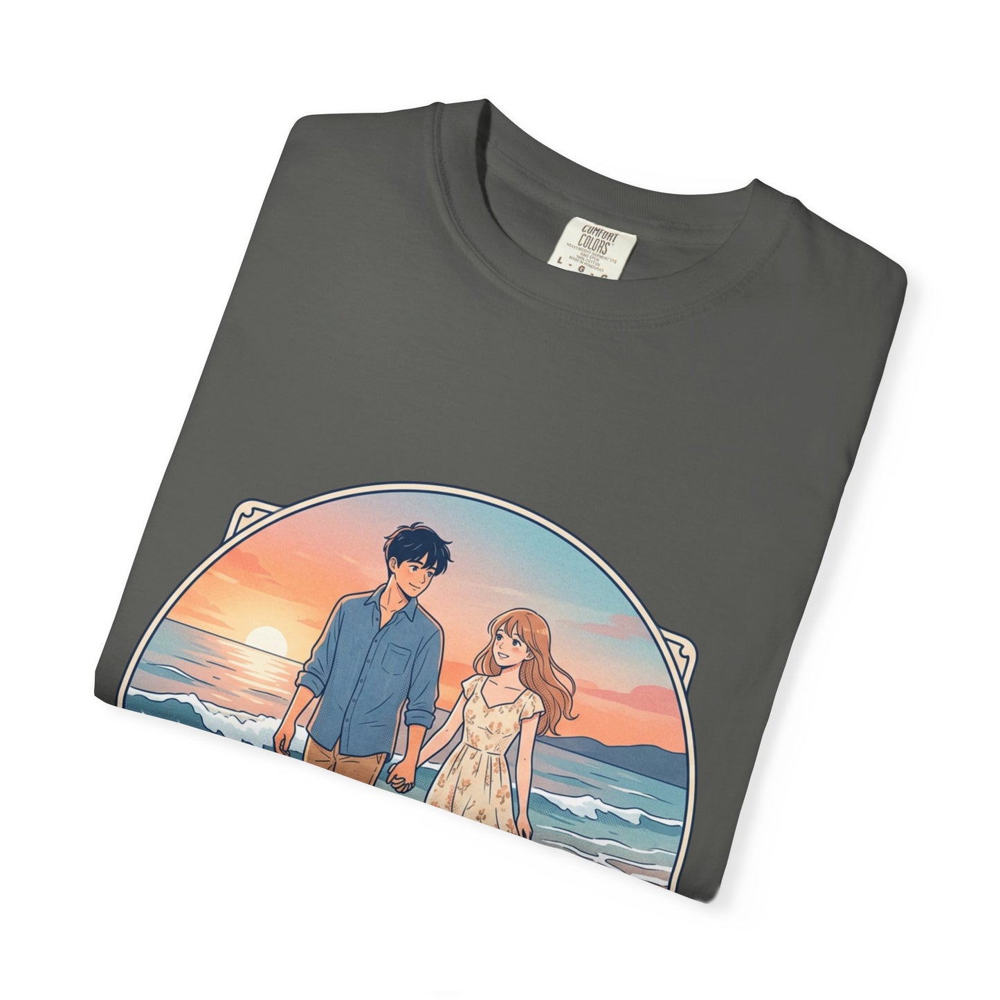 Sunset Lovers Beach T-Shirt — Romantic Couple Graphic Tee