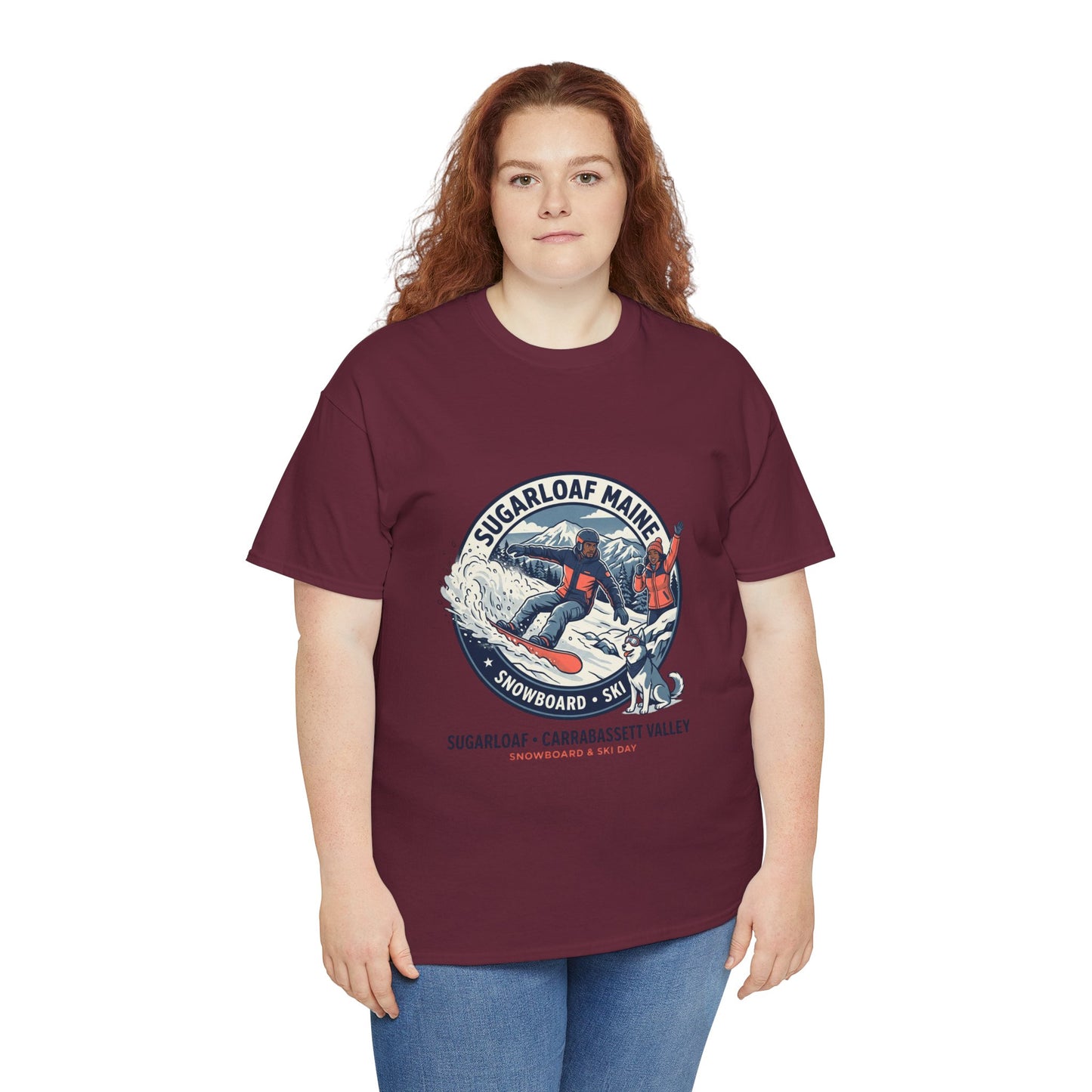 Sugarloaf Maine Snowboard & Ski T‑Shirt — Sugarloaf‑Carrabassett Valley Retro Graphic Tee