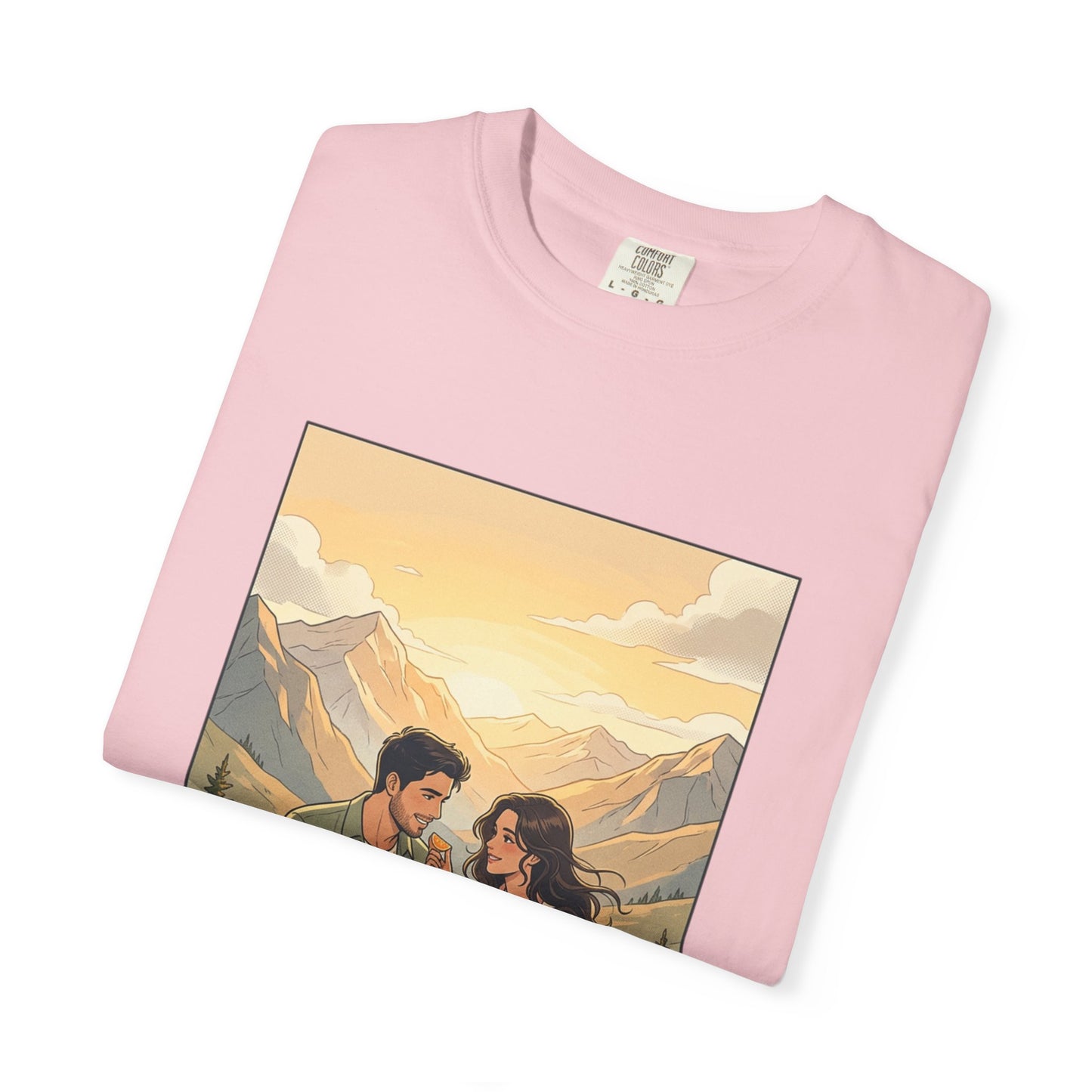 Couples Mountain Picnic T-Shirt — 'Opening Up' Scenic Graphic Tee