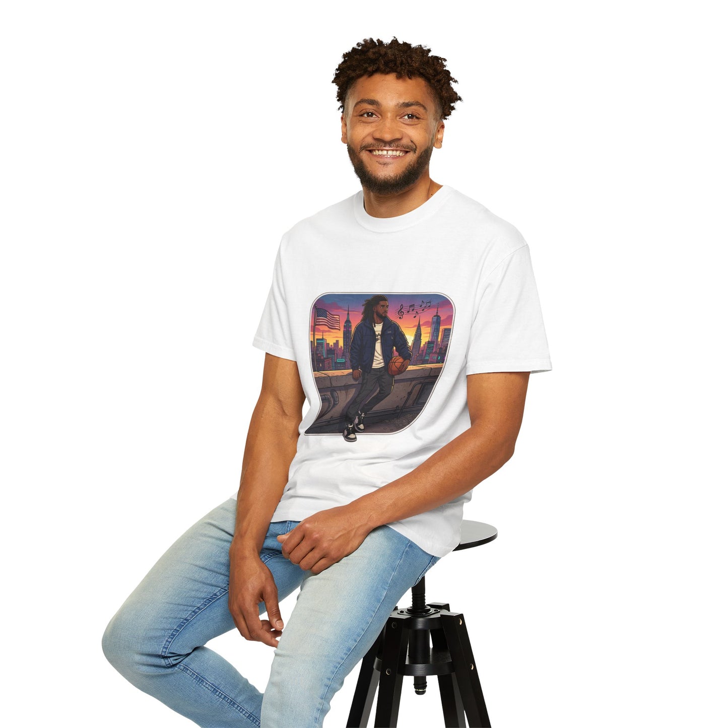 City Sunset Basketball Player T-Shirt — Urban Hoop Lifestyle Tee