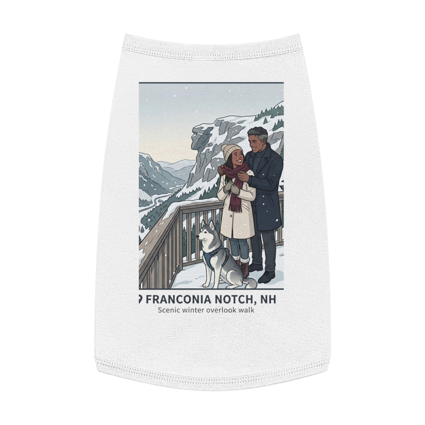 Dog Winter Walk Tank — Cozy Couple & Husky Scenic Pet Tank Top