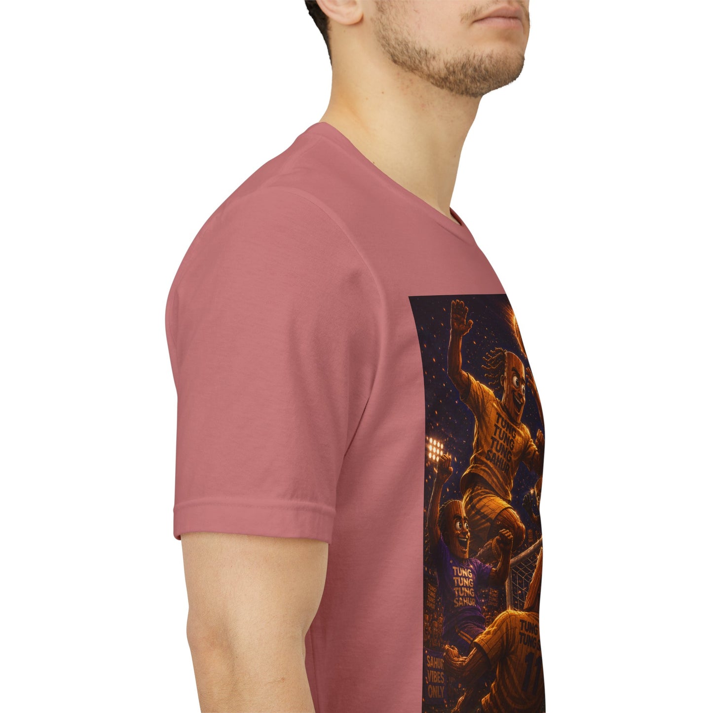 Tung Tung Tung Sahur Header Goal Soccer Action Graphic Tee — Team Court Night Design