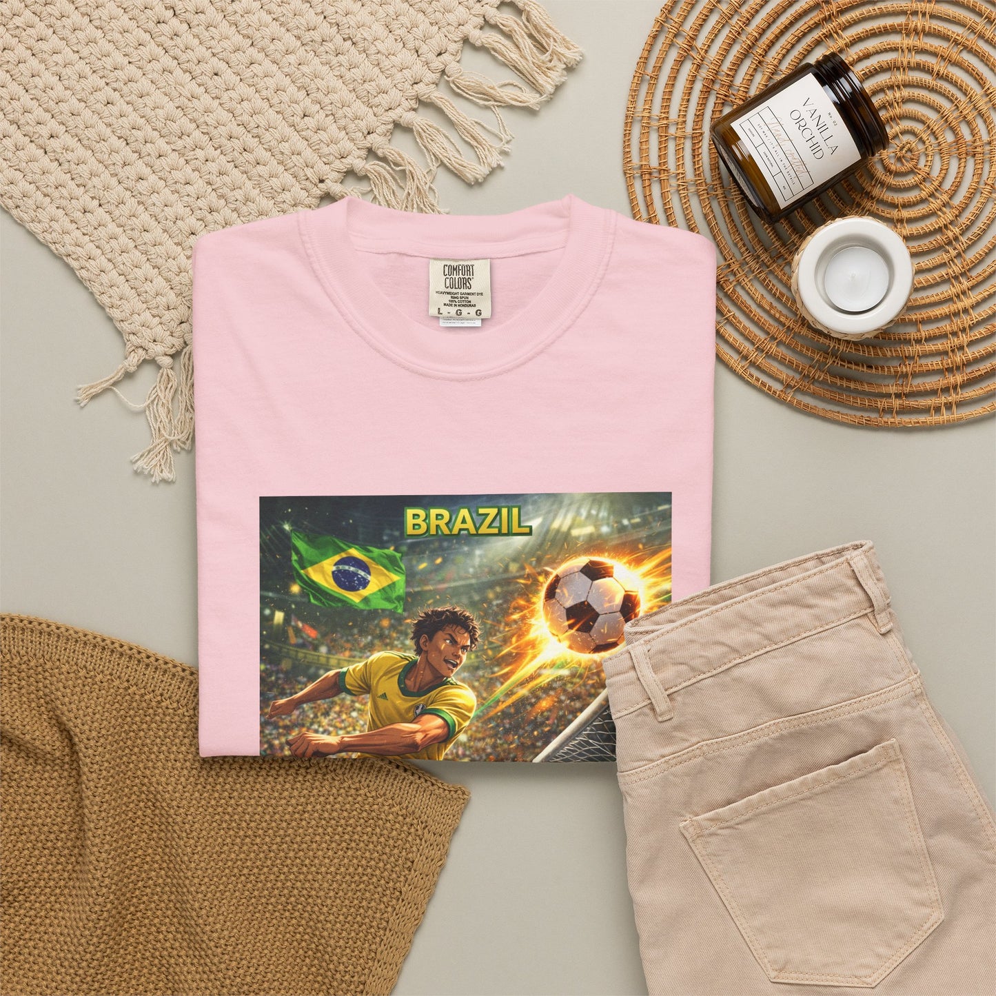 Brazil Soccer T-Shirt – Vintage Player Kick Graphic (Brazil)