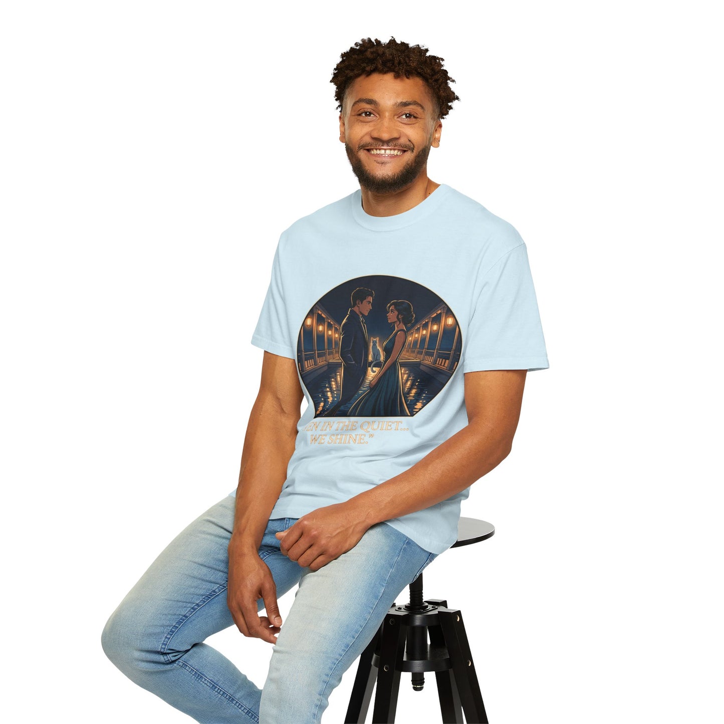 Romantic Night Stroll T-Shirt — "Even in the Quiet... We Shine" Graphic Tee