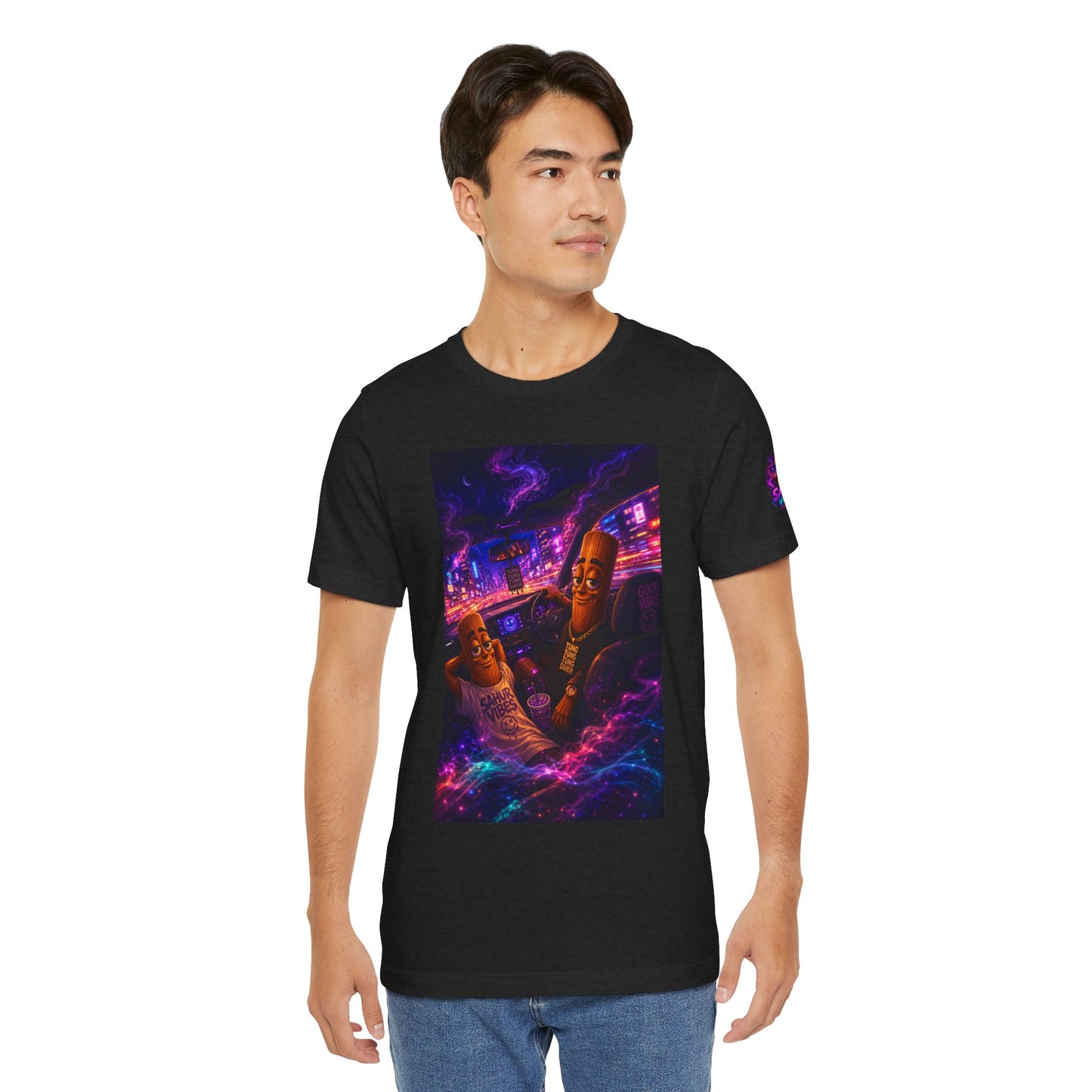 Tung Tung Tung Sahur Who Ride Like Us T-Shirt — Night Cruise Vaporwave Graphic Tee
