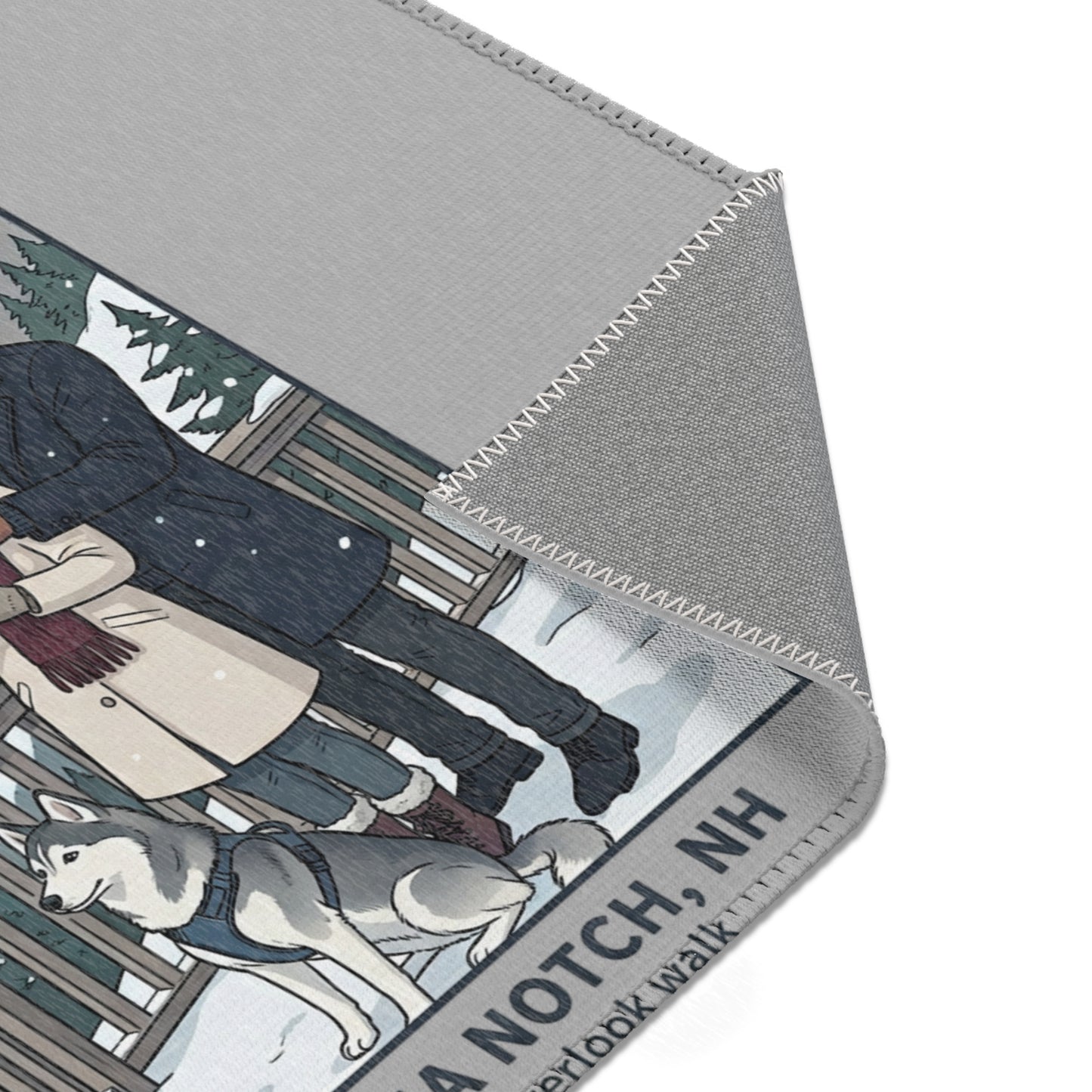 Franconia Notch Scenic Winter Area Rug — Couple & Husky Mountain Print
