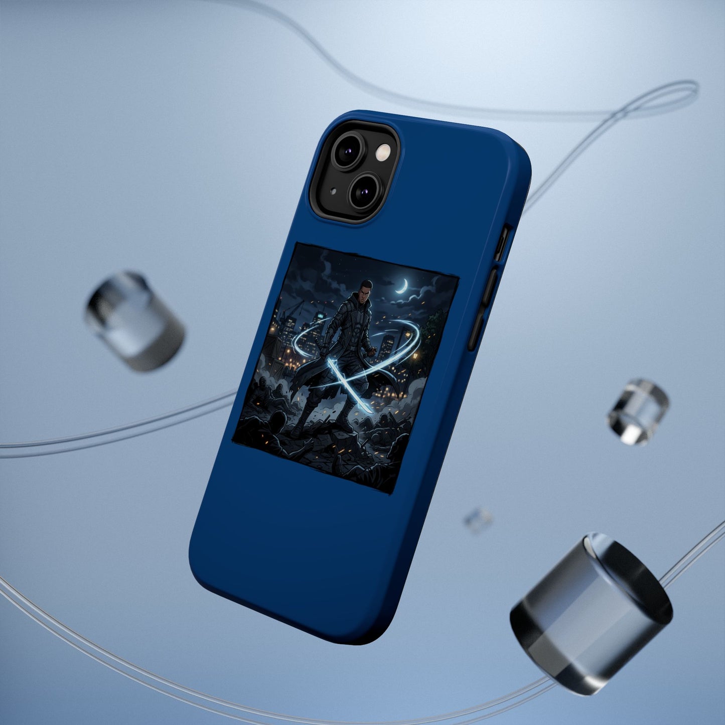 Magnetic Impact-Resistant Phone Case — Night Warrior Sci‑Fi Design