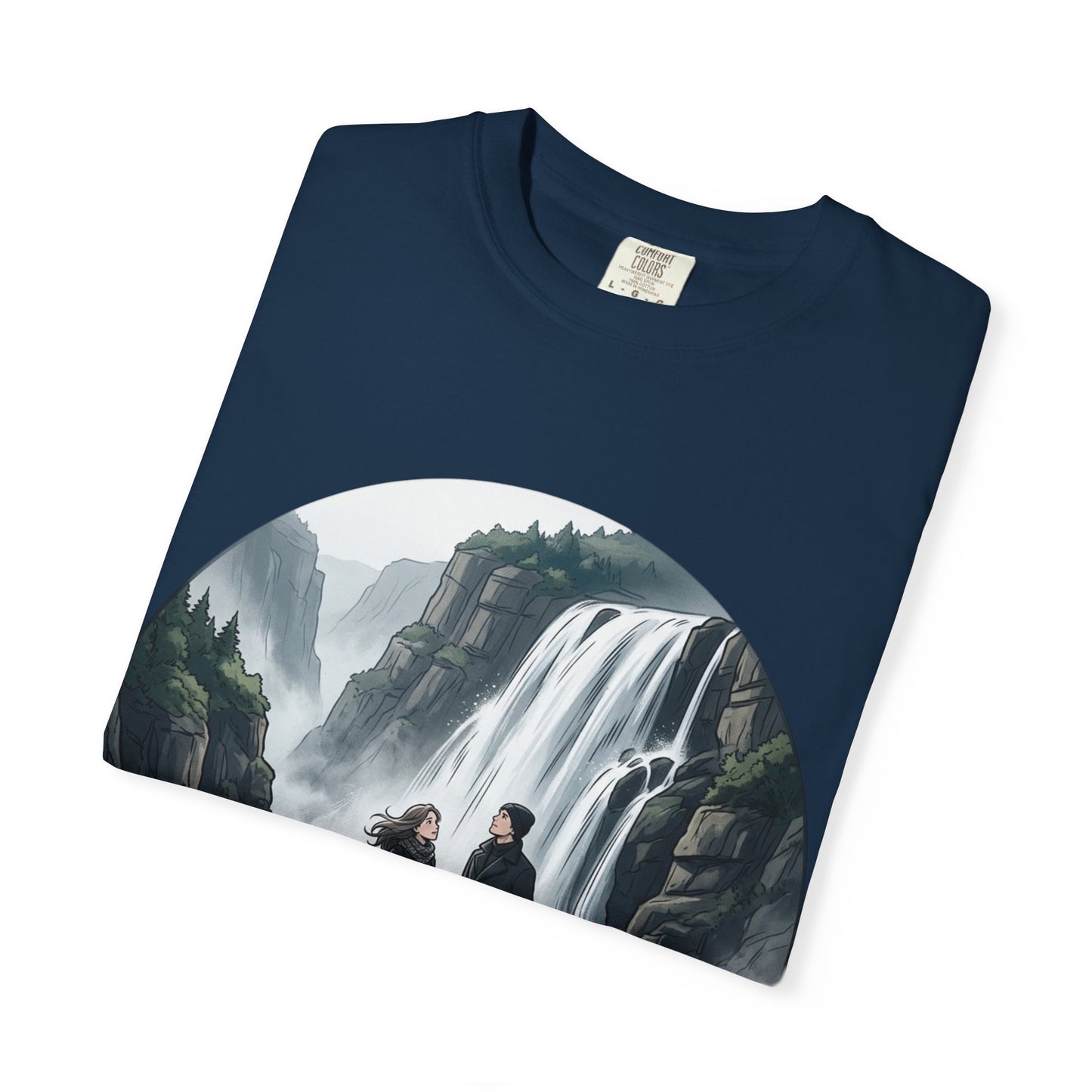 Explore More T-Shirt — Adventure Graphic Tee with Waterfall Scene