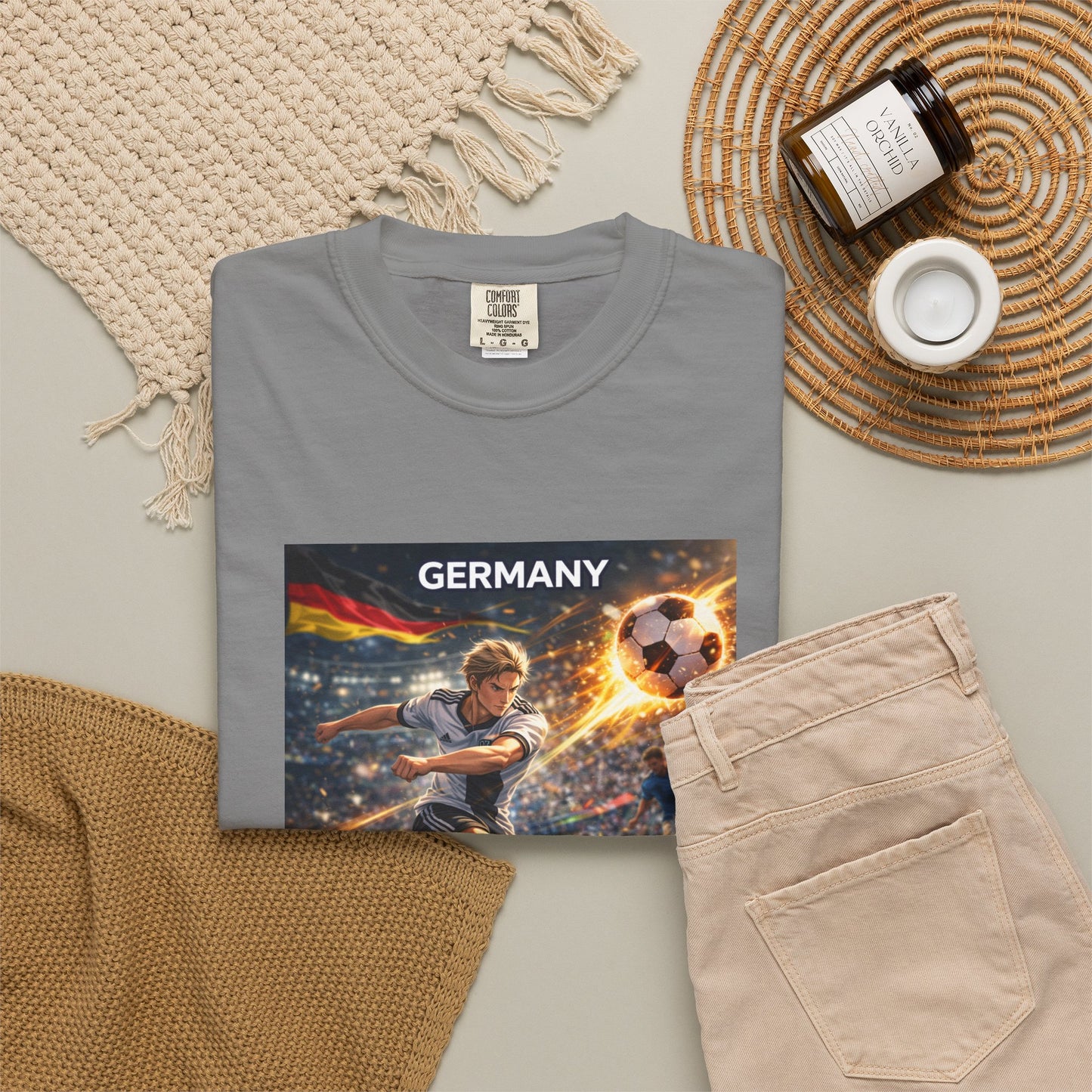 Germany Soccer Player Graphic T-Shirt — Retro Football Stadium Print