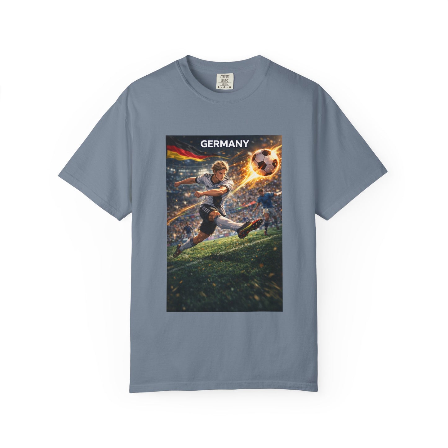 Germany Soccer Player Graphic T-Shirt — Retro Football Stadium Print