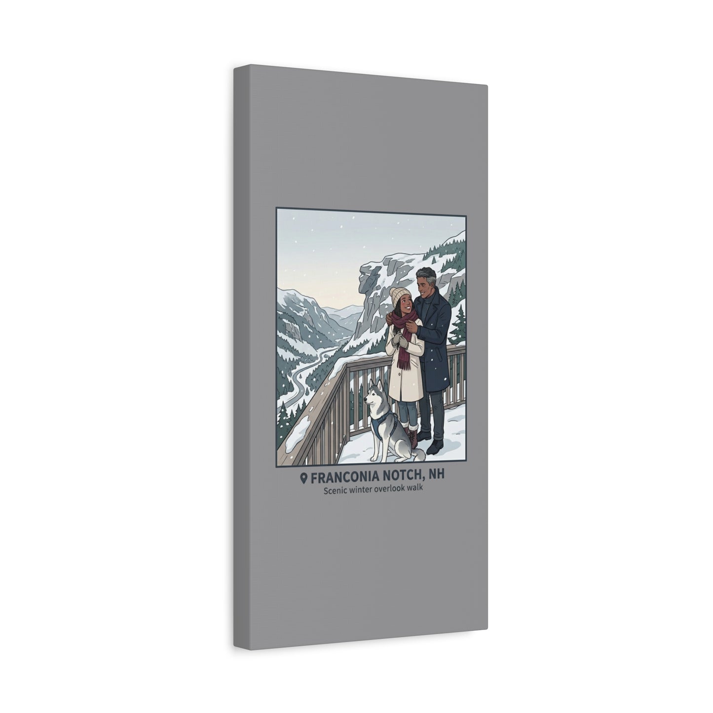 Franconia Notch Winter Couple Canvas Wall Art — Scenic New Hampshire Snowy Overlook Print