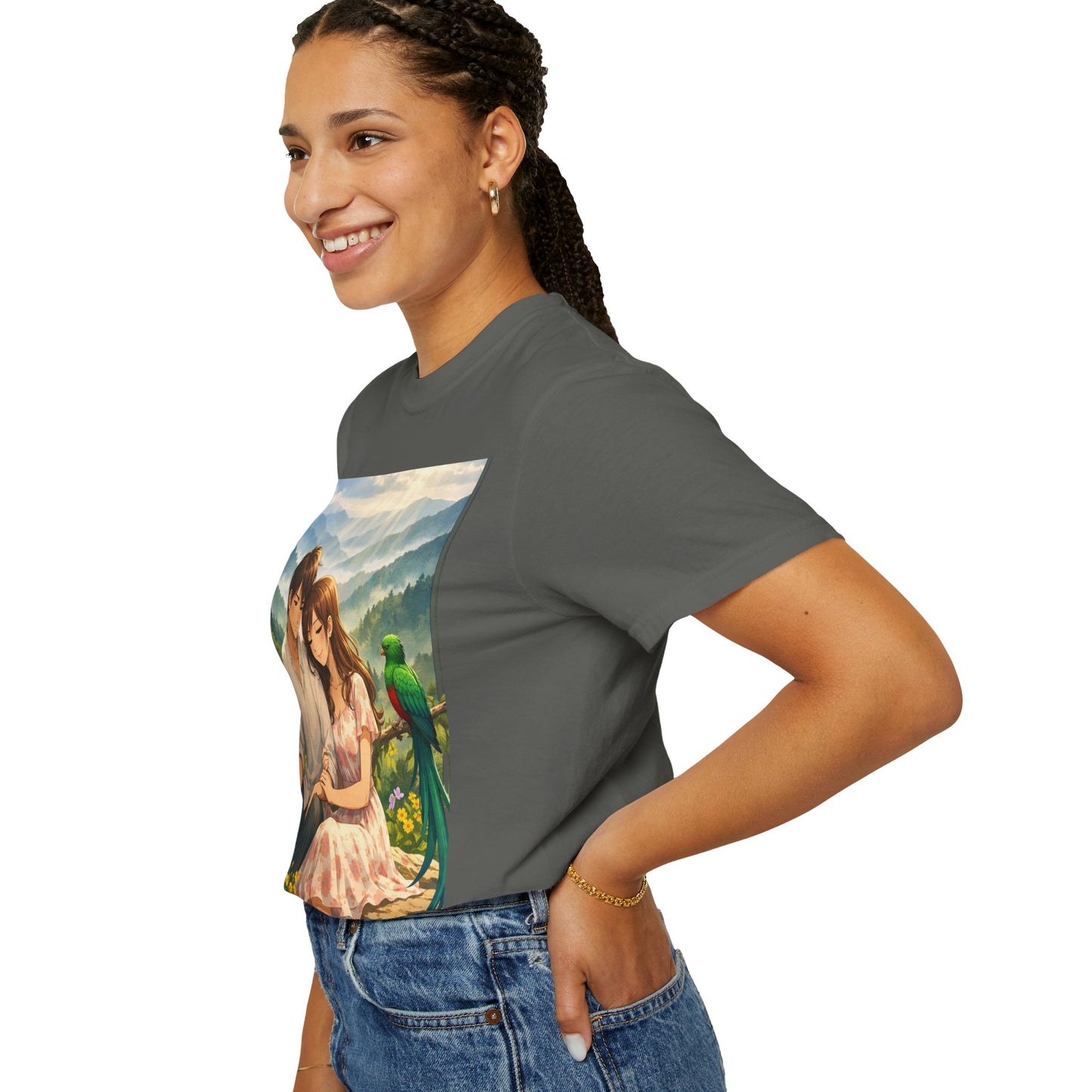 Romantic Anime Couple T-Shirt — Sunset Meadow Illustration