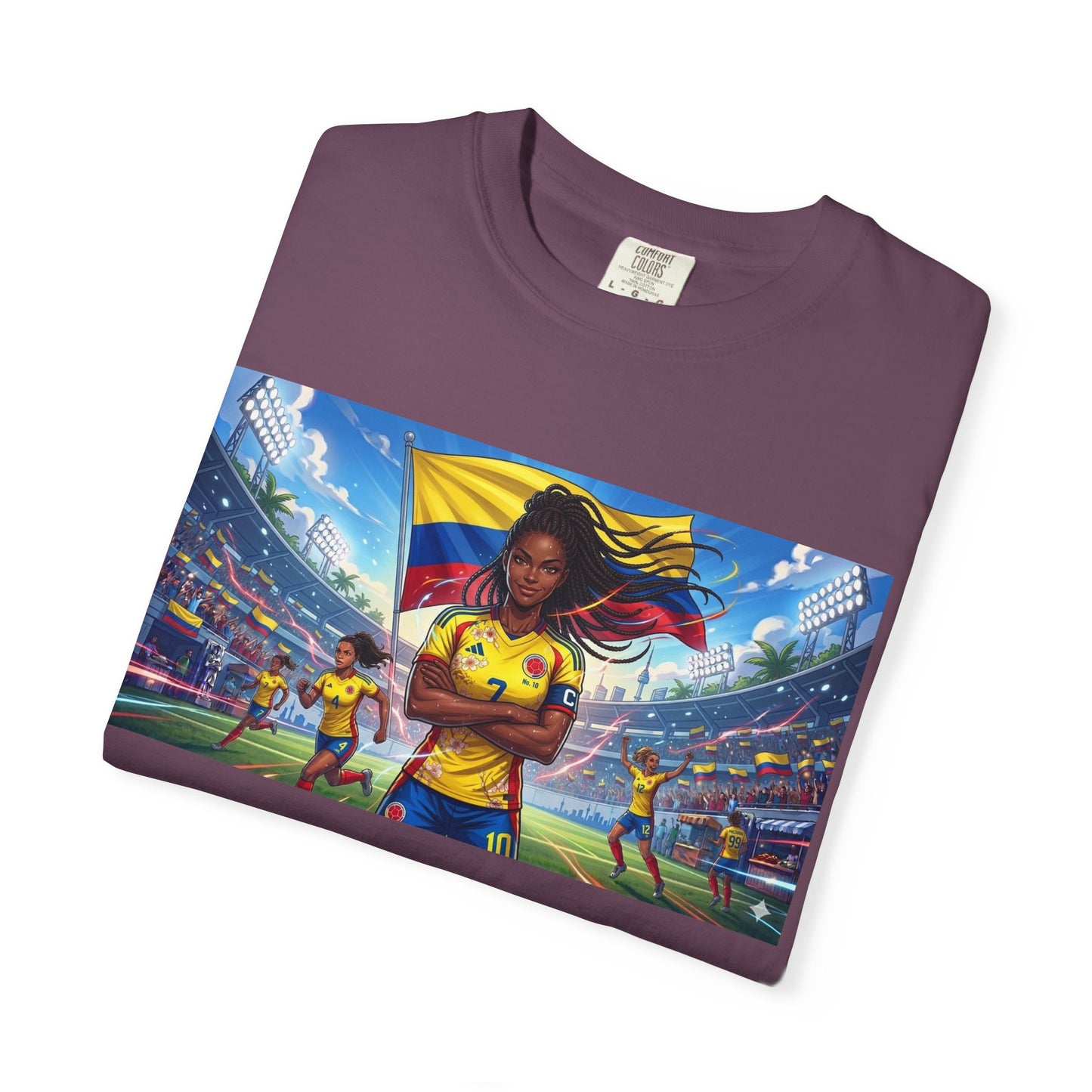 Soccer Champion Graphic T-Shirt — Woman Goalkeeper Stadium Art